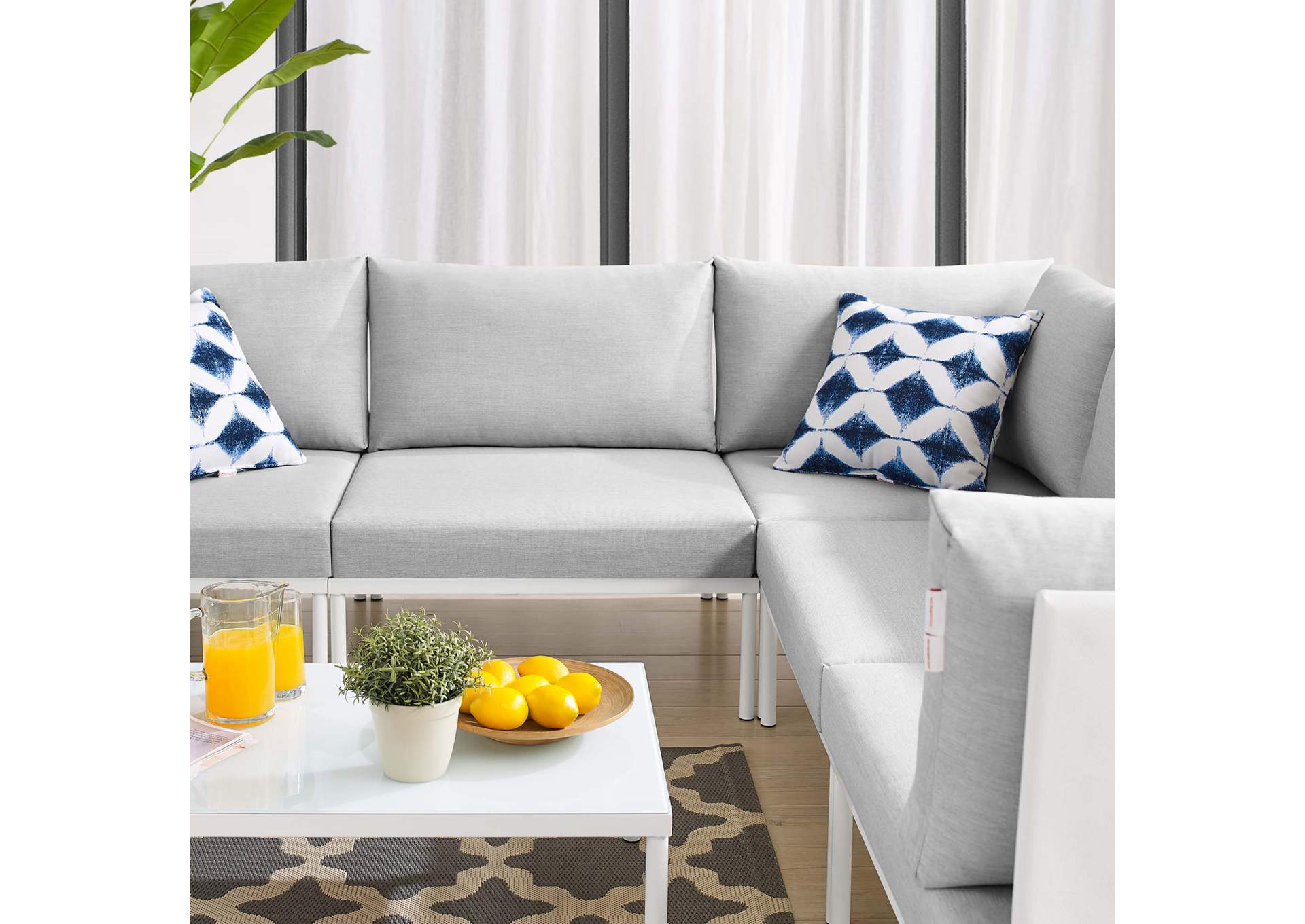 White Gray Harmony 6-Piece  Sunbrella,Modway