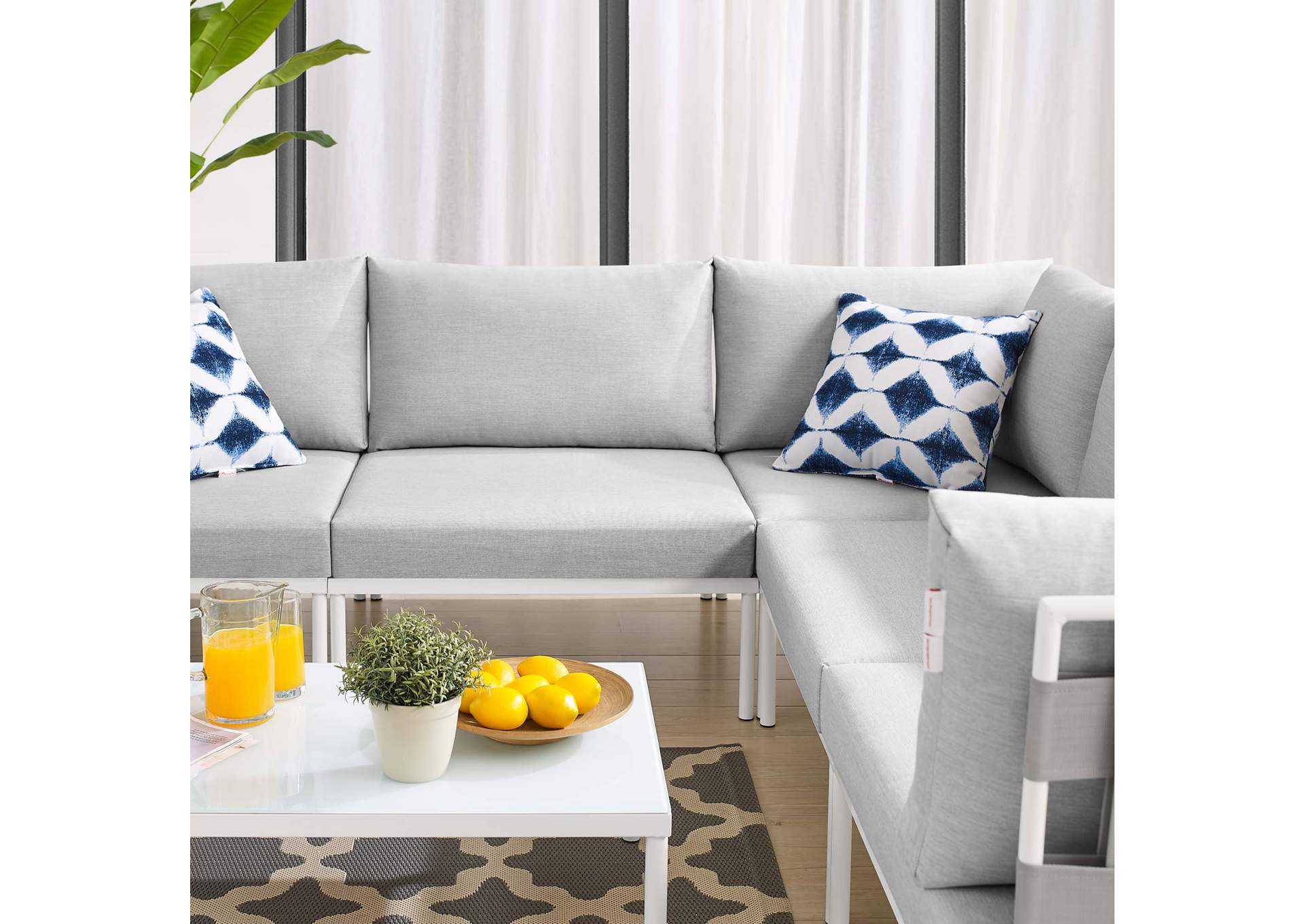 Gray Gray Harmony 6-Piece  Sunbrella,Modway