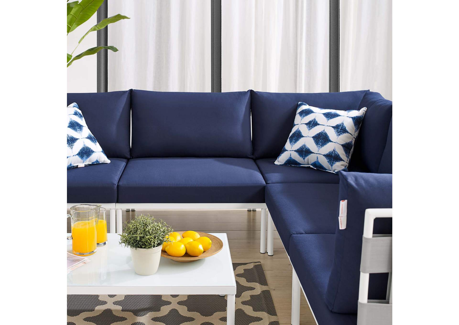 Gray Navy Harmony 6-Piece  Sunbrella,Modway