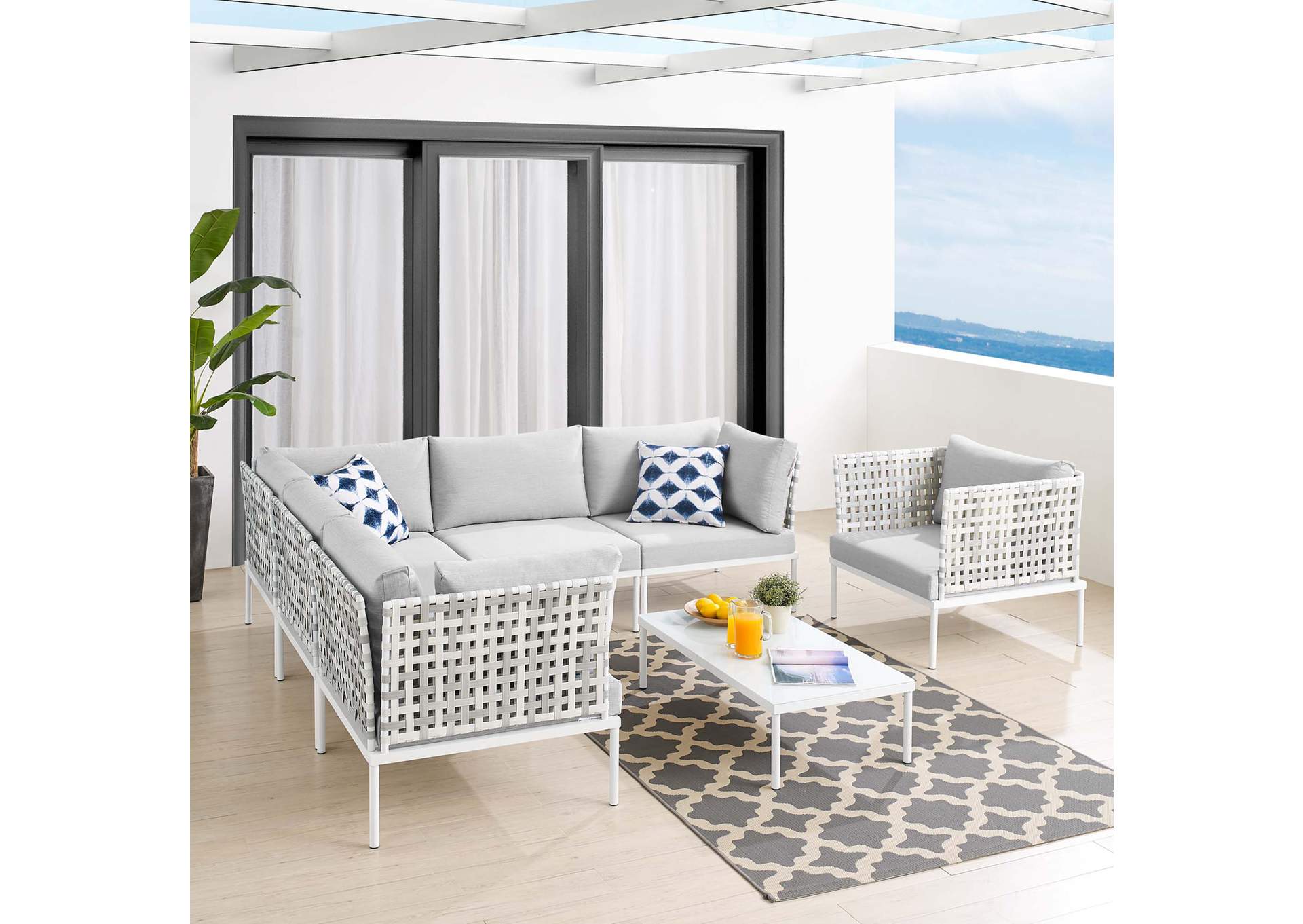 Taupe Gray Harmony 7-Piece  Sunbrella,Modway