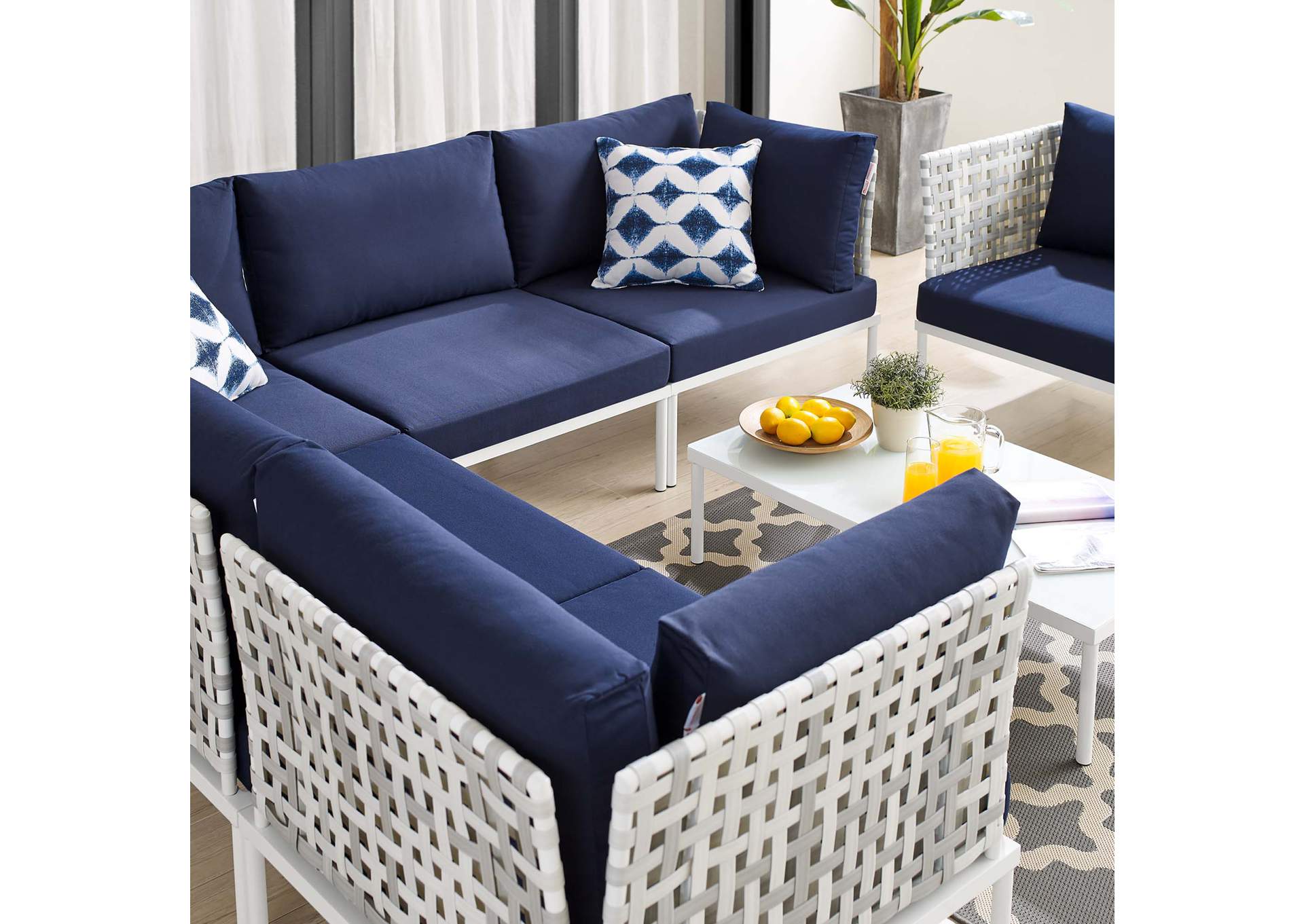 Taupe Navy Harmony 7-Piece  Sunbrella,Modway