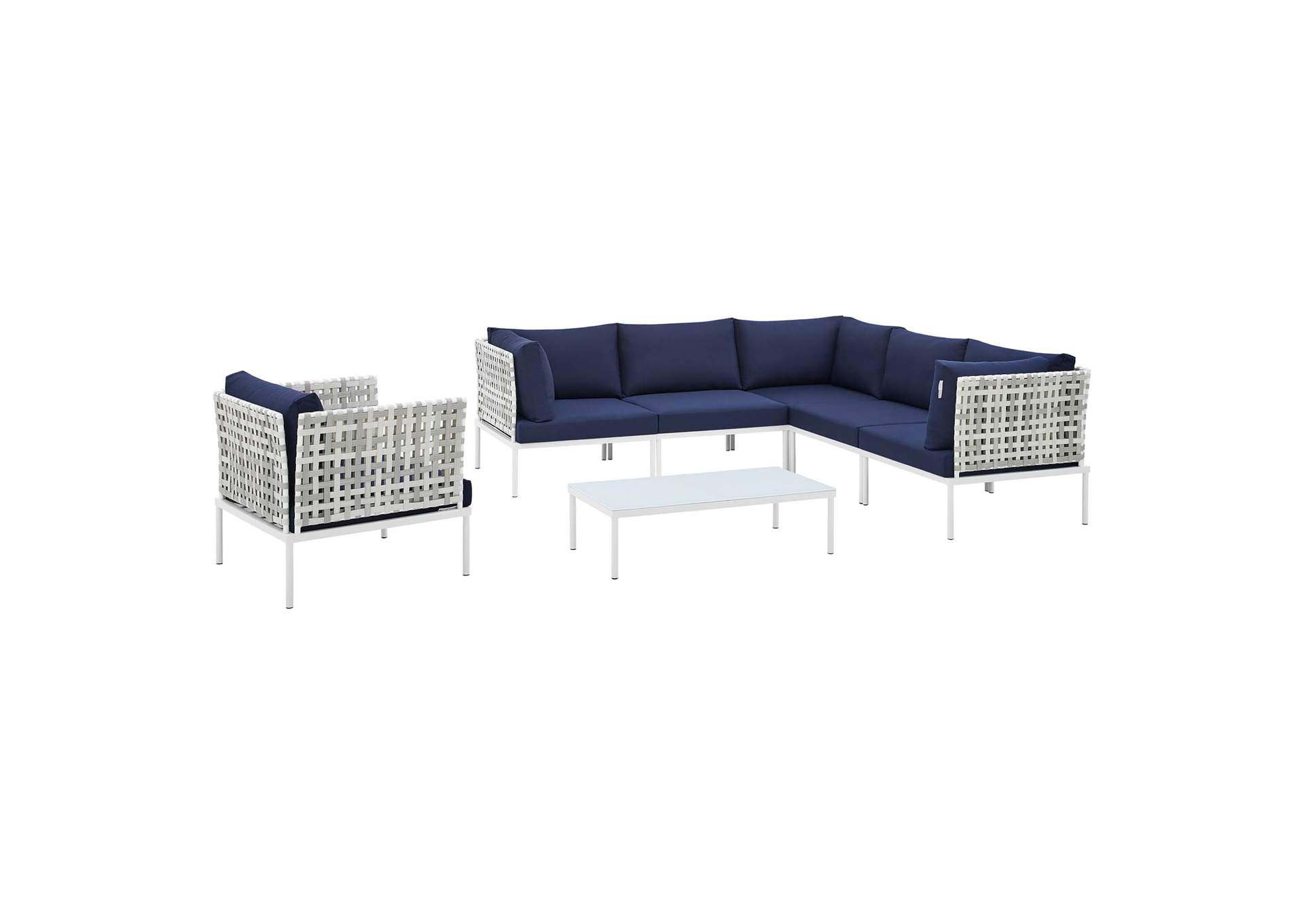 Taupe Navy Harmony 7-Piece  Sunbrella,Modway