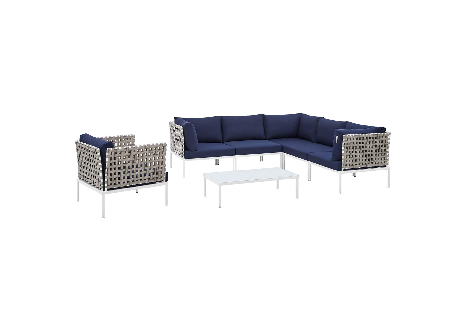 Tan Navy Harmony 7-Piece  Sunbrella,Modway