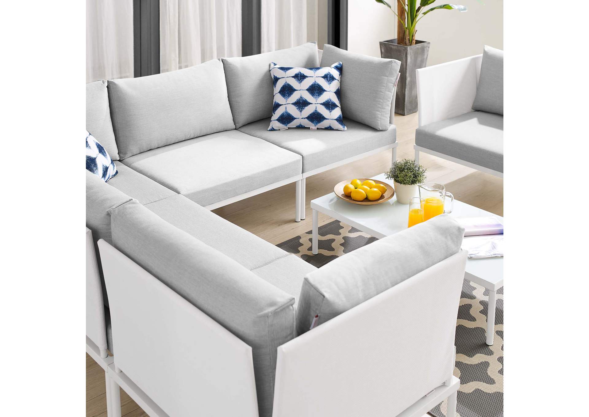 White Gray Harmony 7-Piece  Sunbrella,Modway