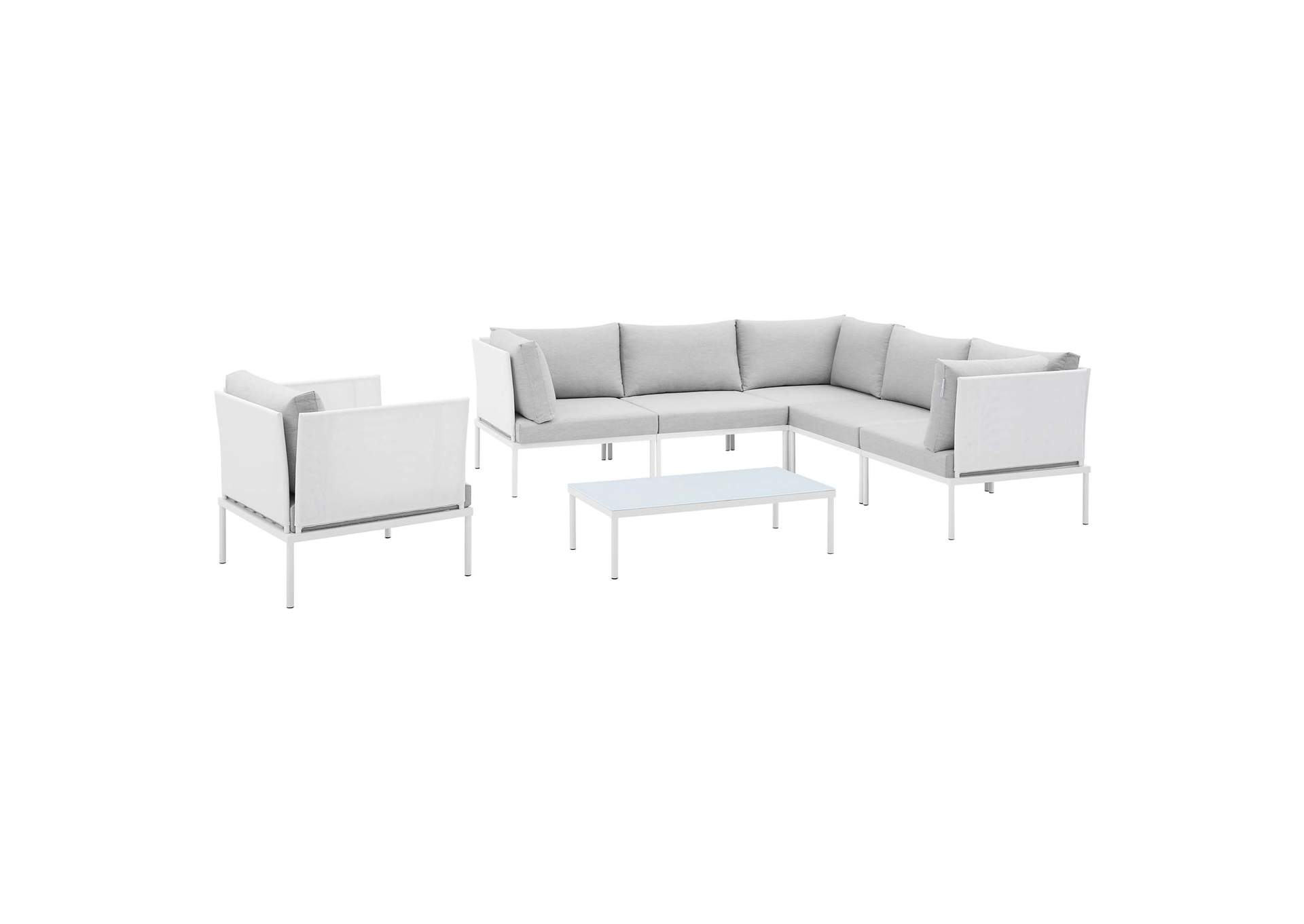 White Gray Harmony 7-Piece  Sunbrella,Modway