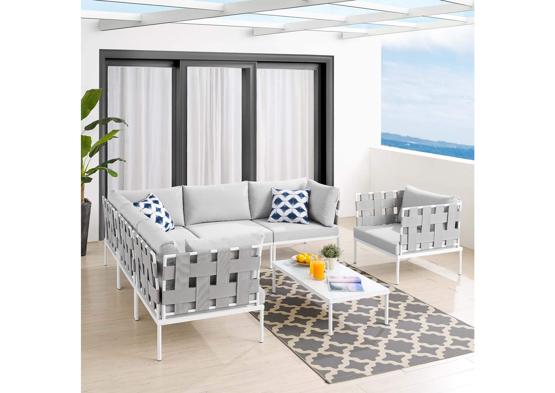 Gray Gray Harmony 7-Piece  Sunbrella,Modway