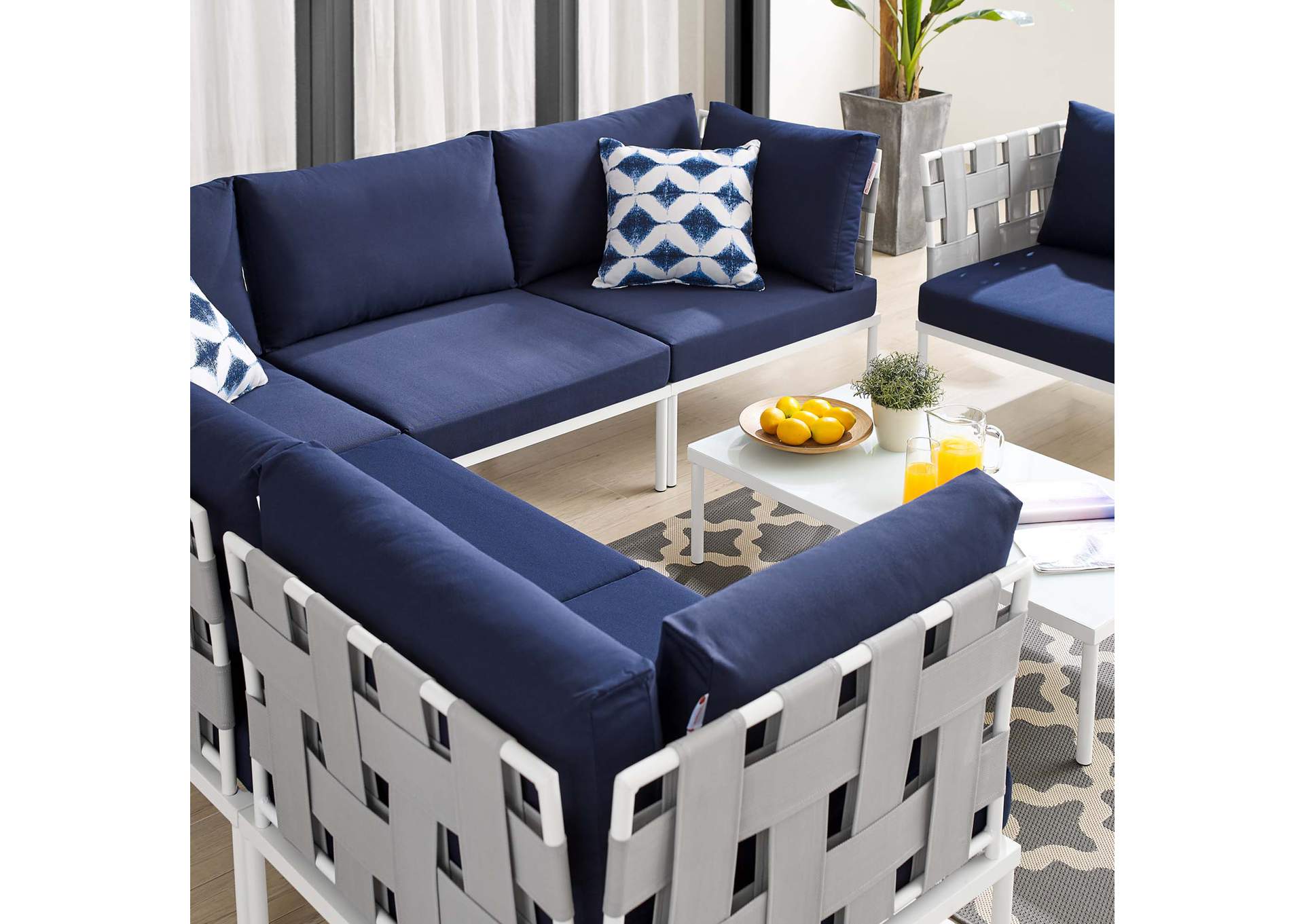 Gray Navy Harmony 7-Piece  Sunbrella,Modway