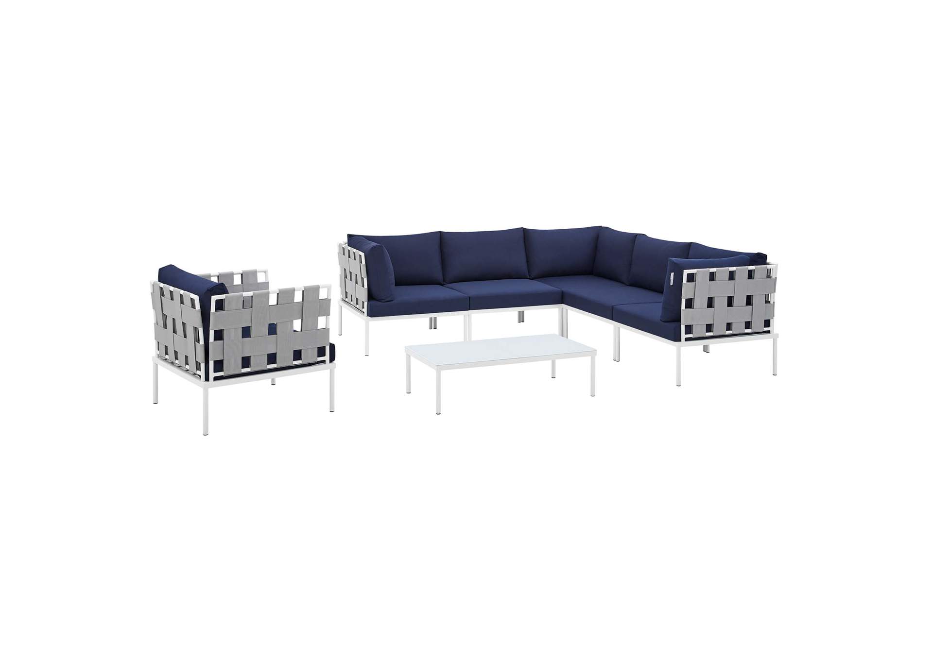 Gray Navy Harmony 7-Piece  Sunbrella,Modway