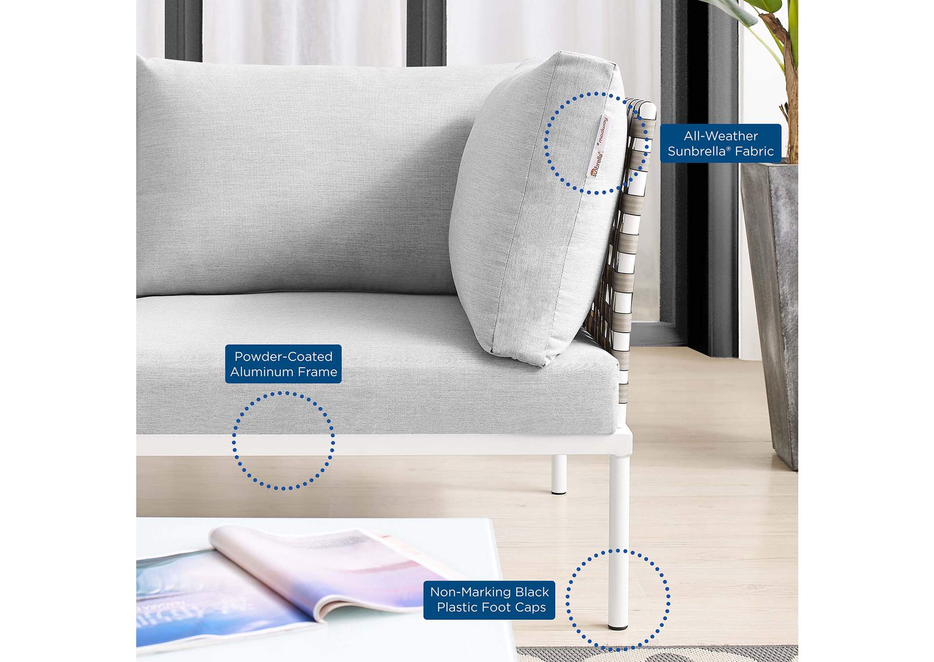 Tan Gray Harmony 8-Piece  Sunbrella,Modway