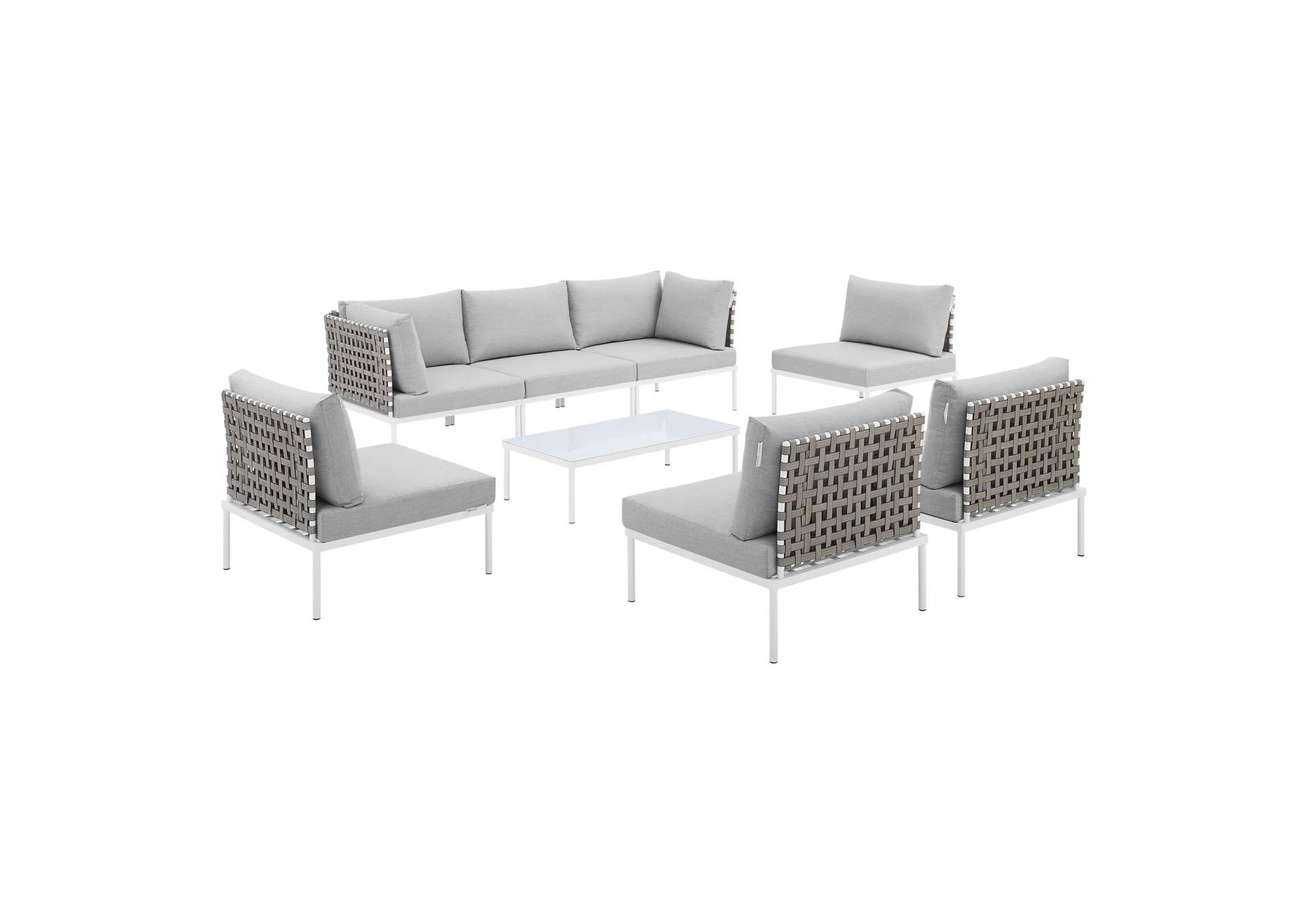 Tan Gray Harmony 8-Piece  Sunbrella,Modway