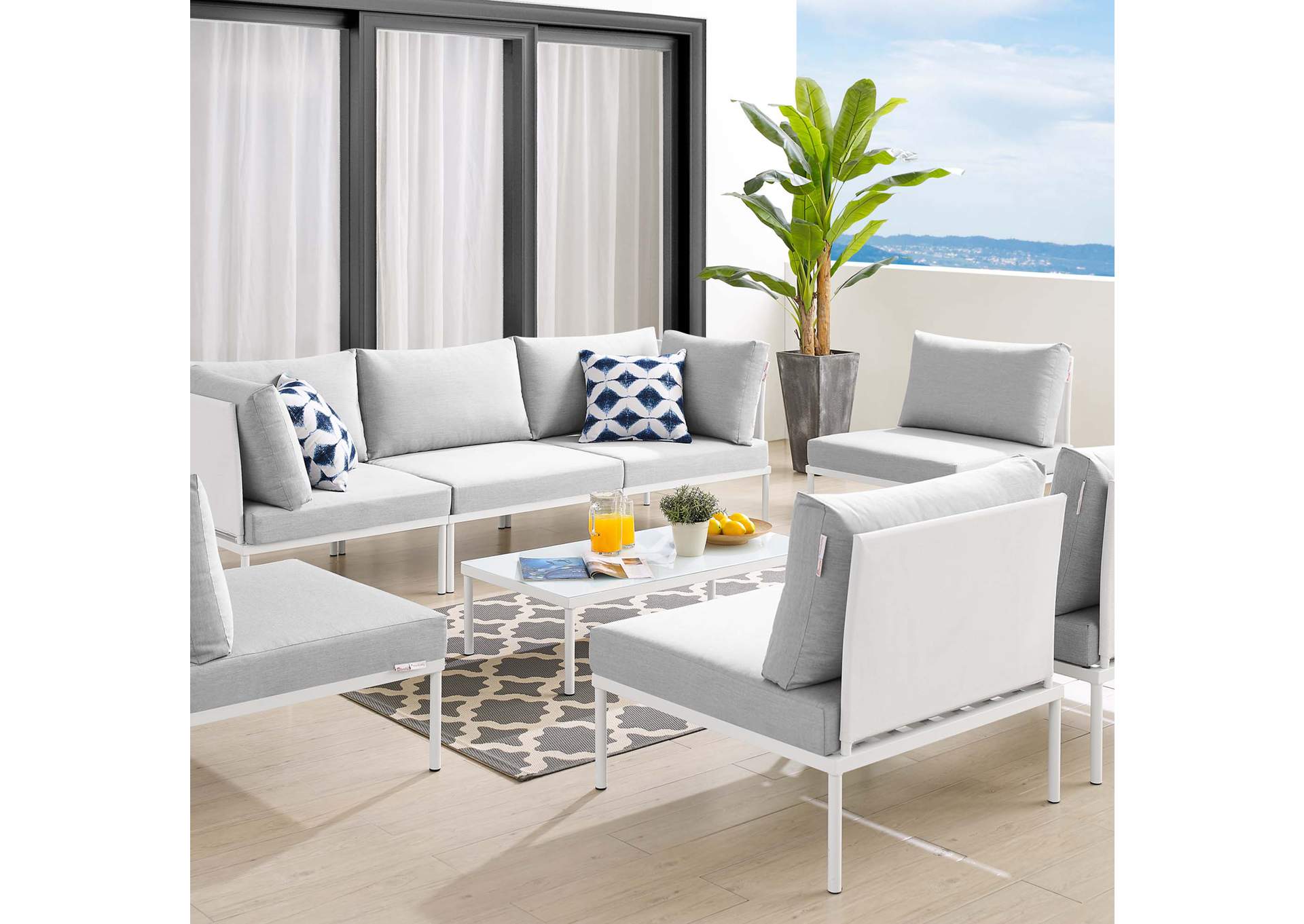 White Gray Harmony 8-Piece  Sunbrella,Modway