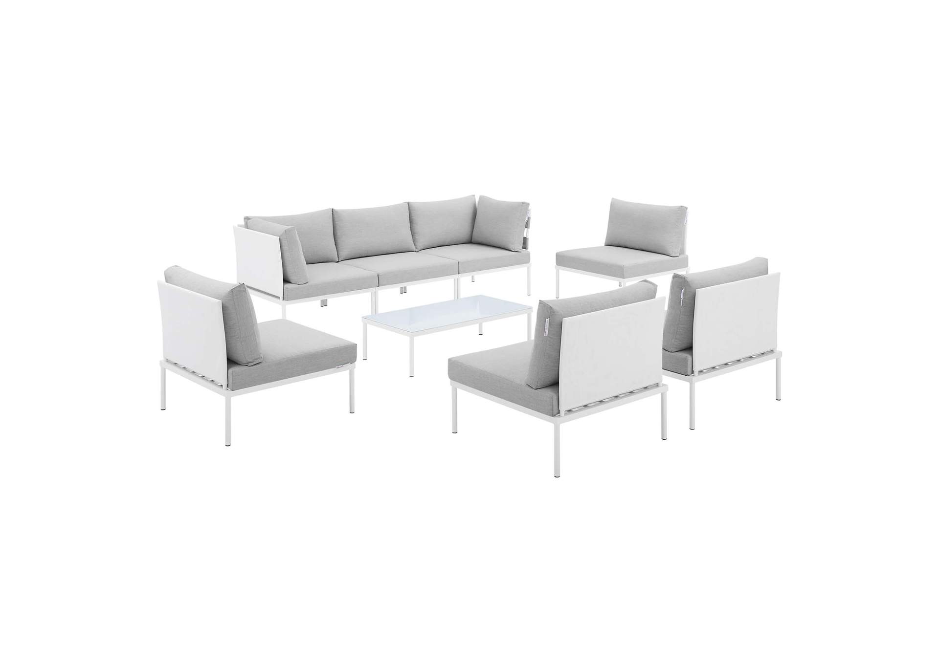 White Gray Harmony 8-Piece  Sunbrella,Modway