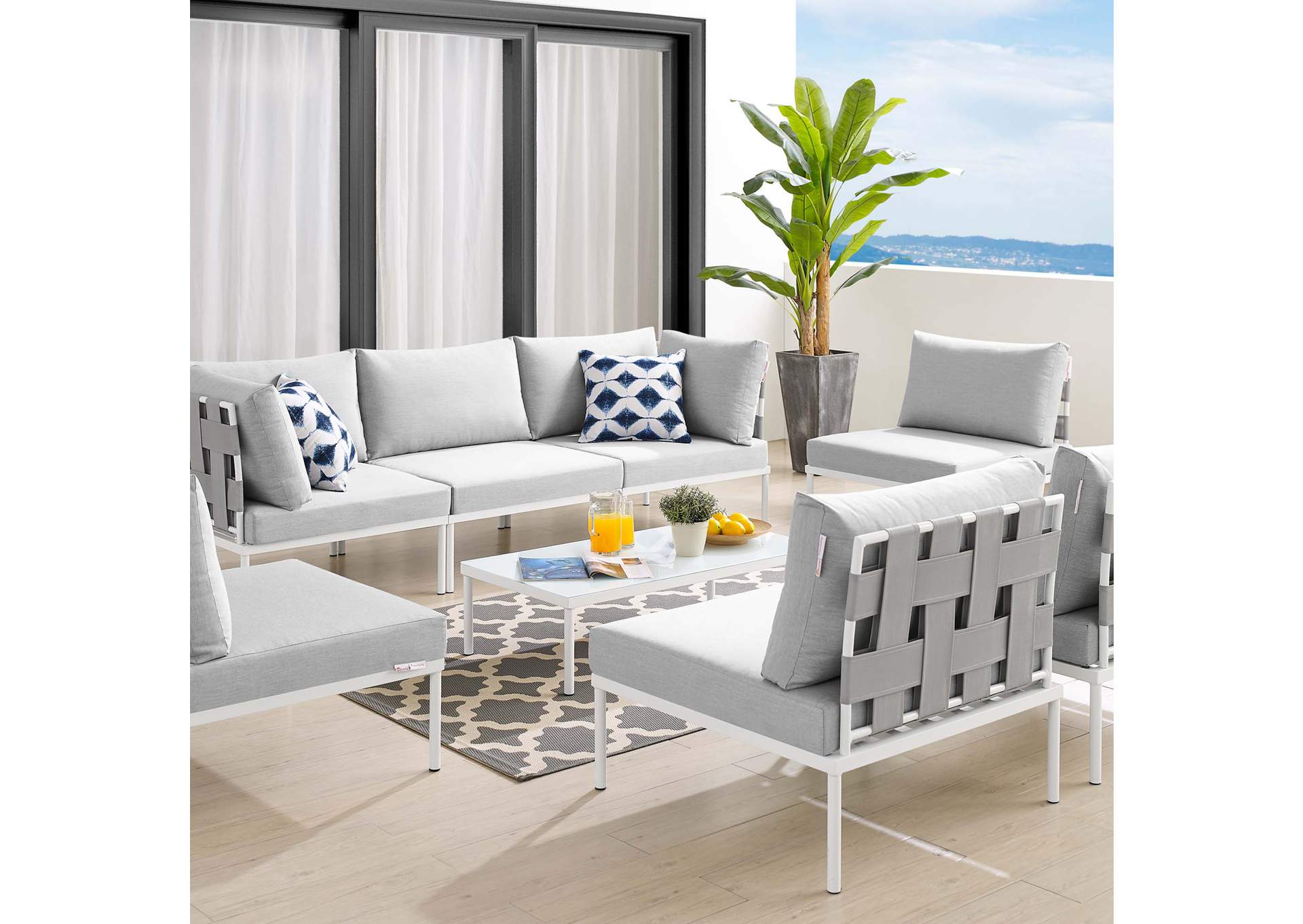 Gray Gray Harmony 8-Piece  Sunbrella,Modway