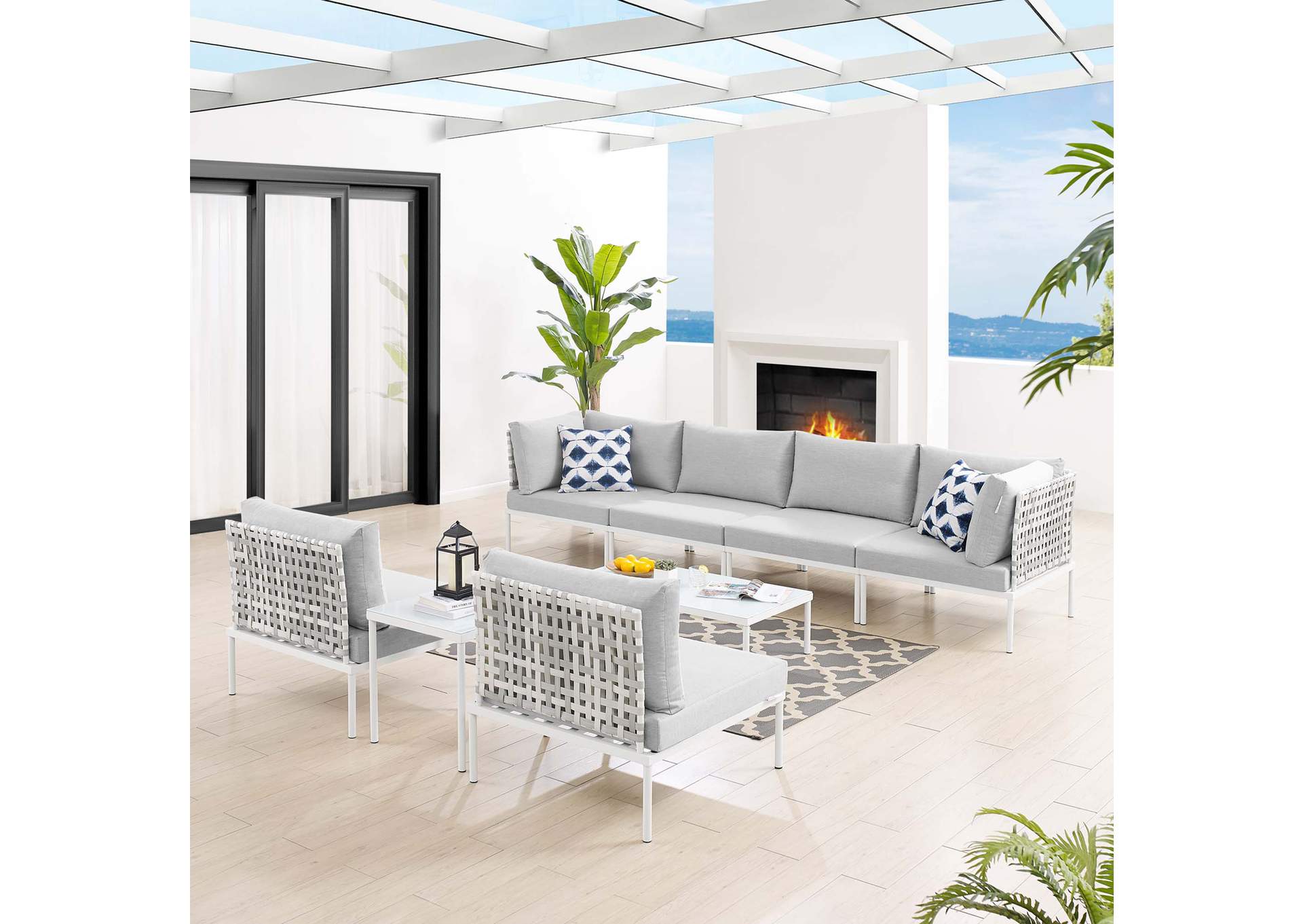 Taupe Gray Harmony 8-Piece  Sunbrella,Modway