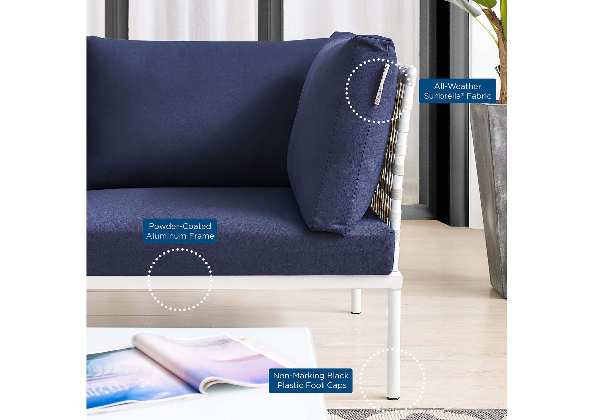 Taupe Navy Harmony 8-Piece  Sunbrella,Modway