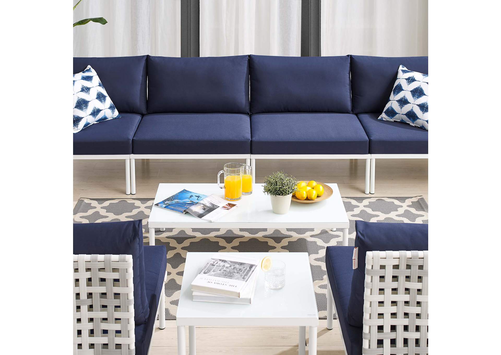 Taupe Navy Harmony 8-Piece  Sunbrella,Modway