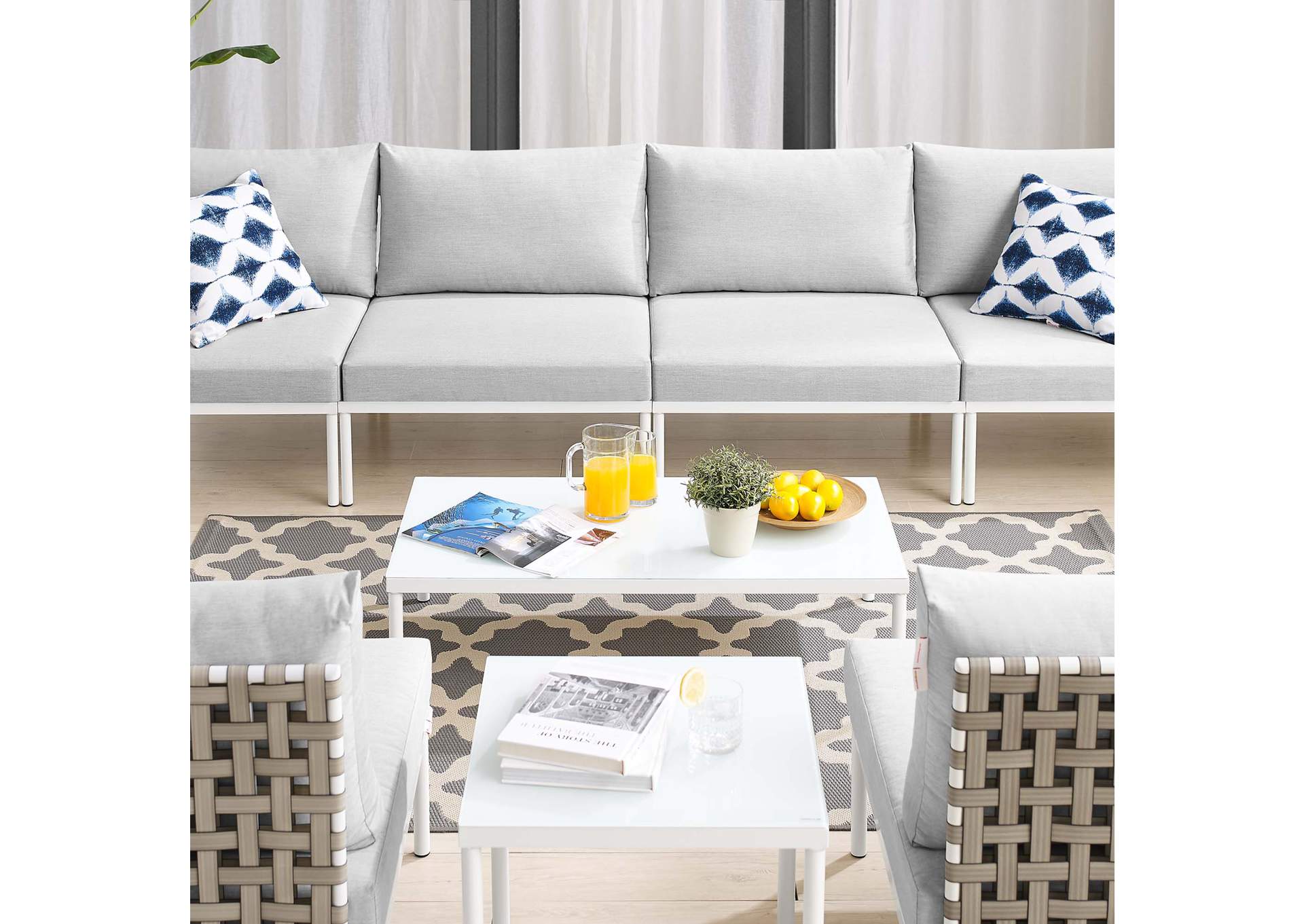 Tan Gray Harmony 8-Piece  Sunbrella,Modway