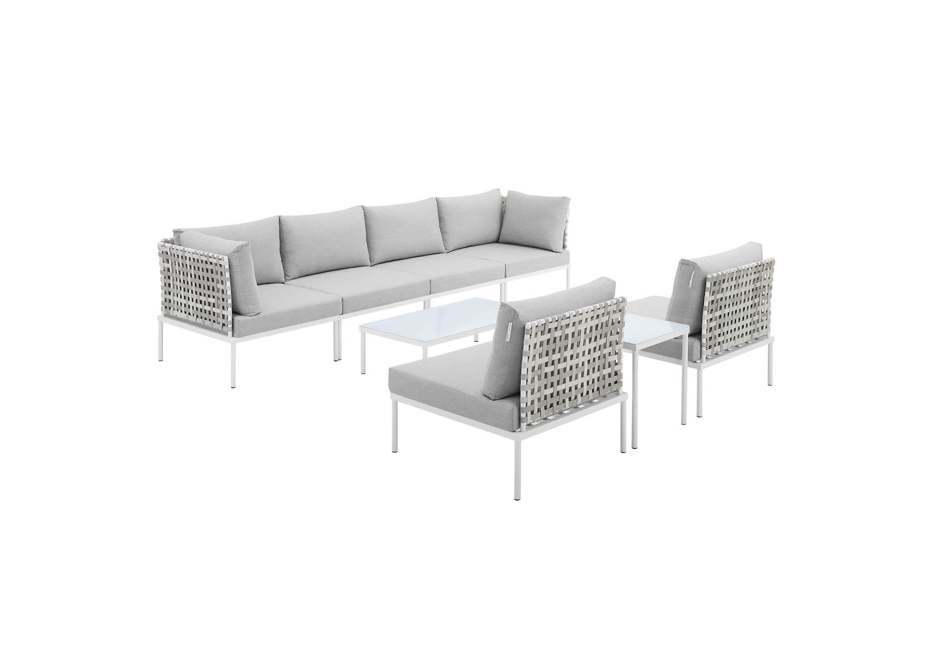 Tan Gray Harmony 8-Piece  Sunbrella,Modway