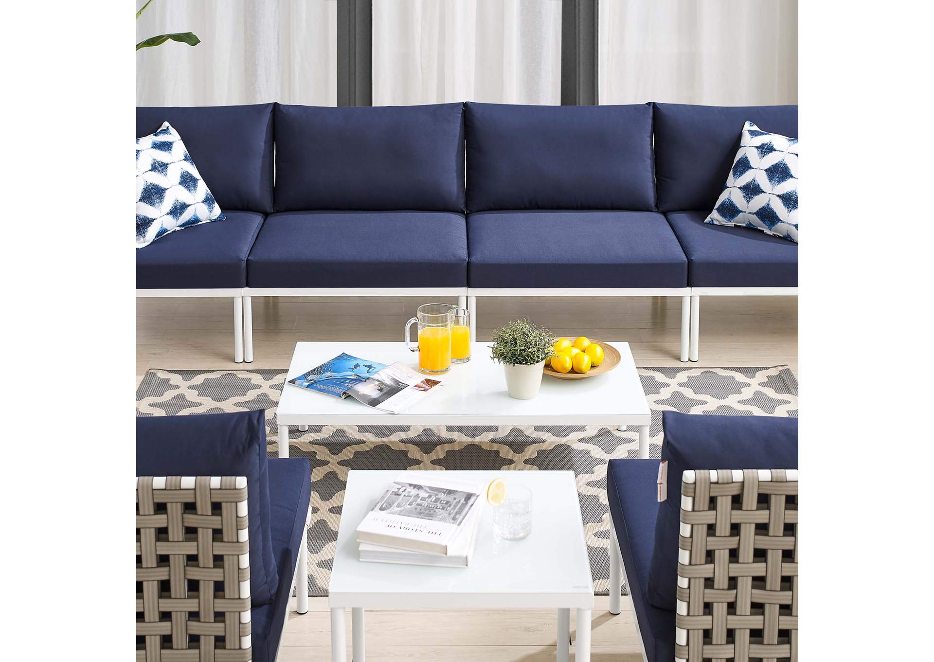 Tan Navy Harmony 8-Piece  Sunbrella,Modway