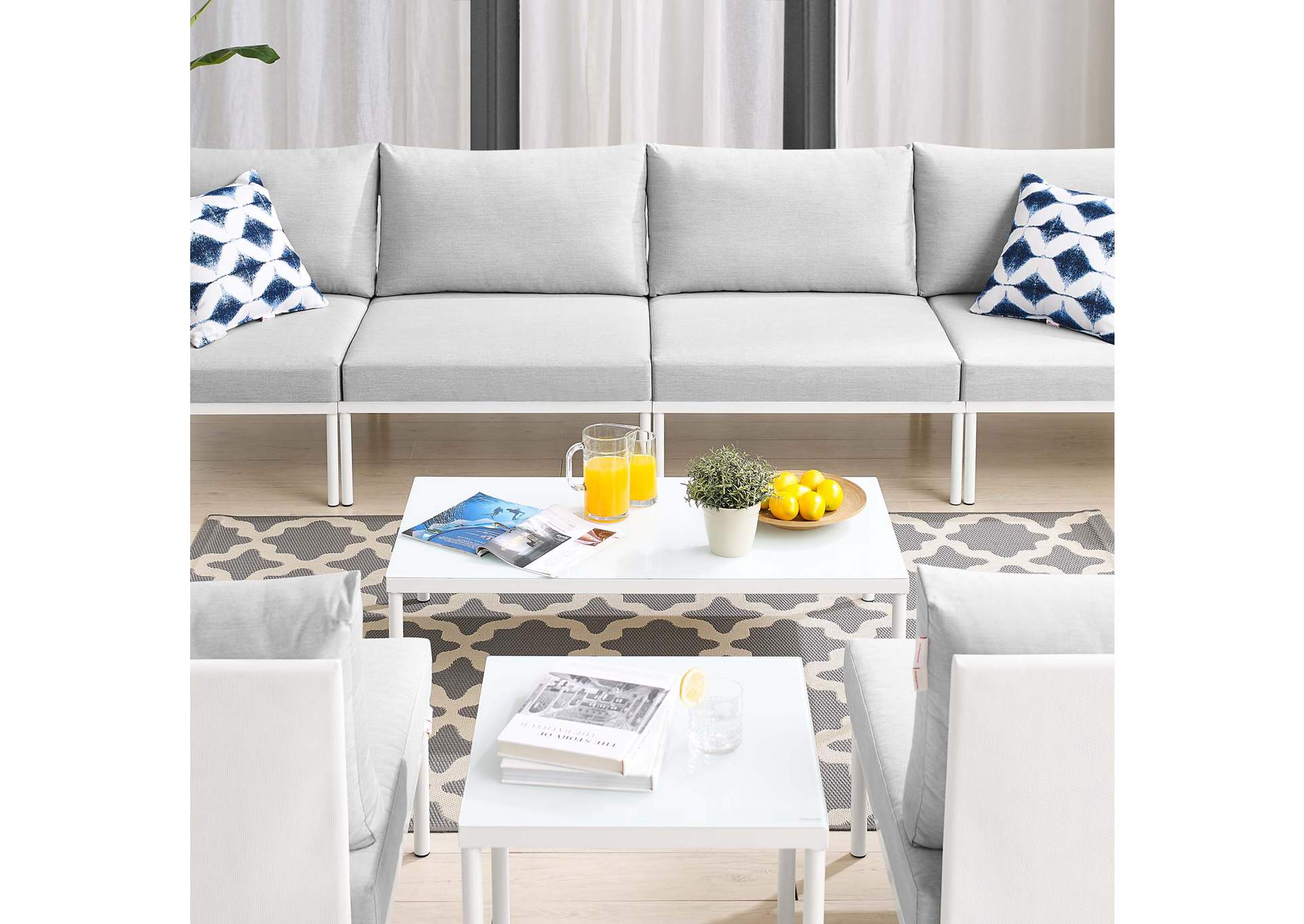 White Gray Harmony 8-Piece  Sunbrella,Modway