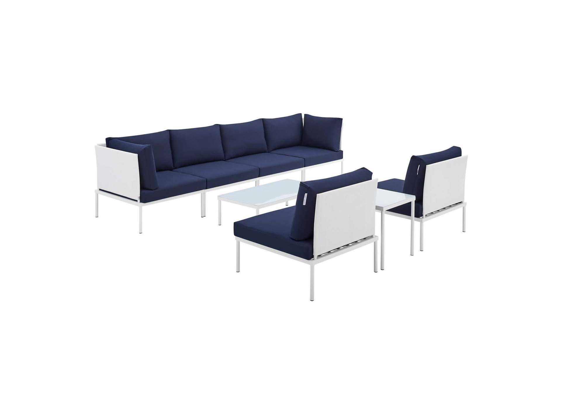 White Navy Harmony 8-Piece  Sunbrella,Modway