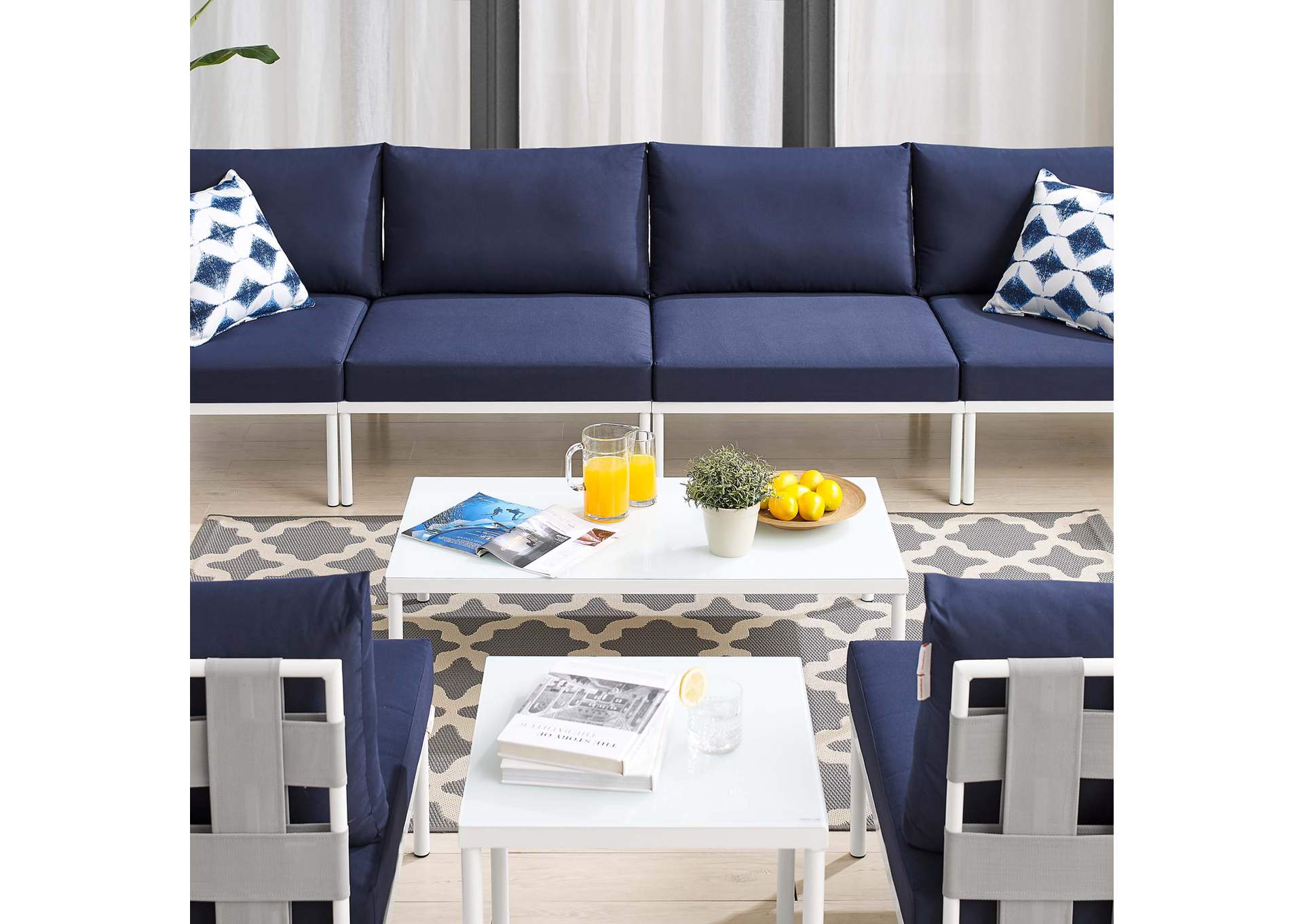 Gray Navy Harmony 8-Piece  Sunbrella,Modway