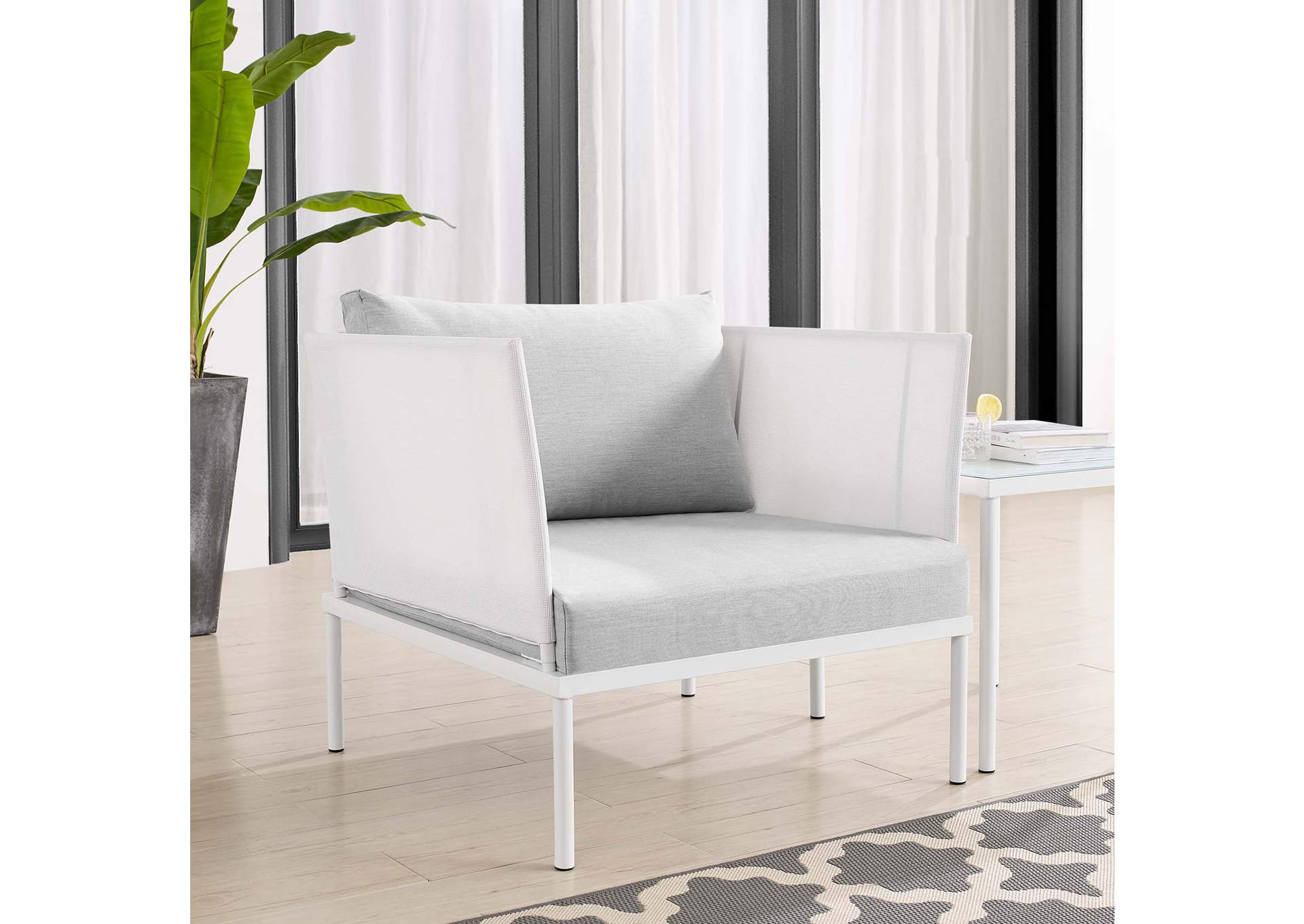 White Gray Harmony Sunbrella,Modway