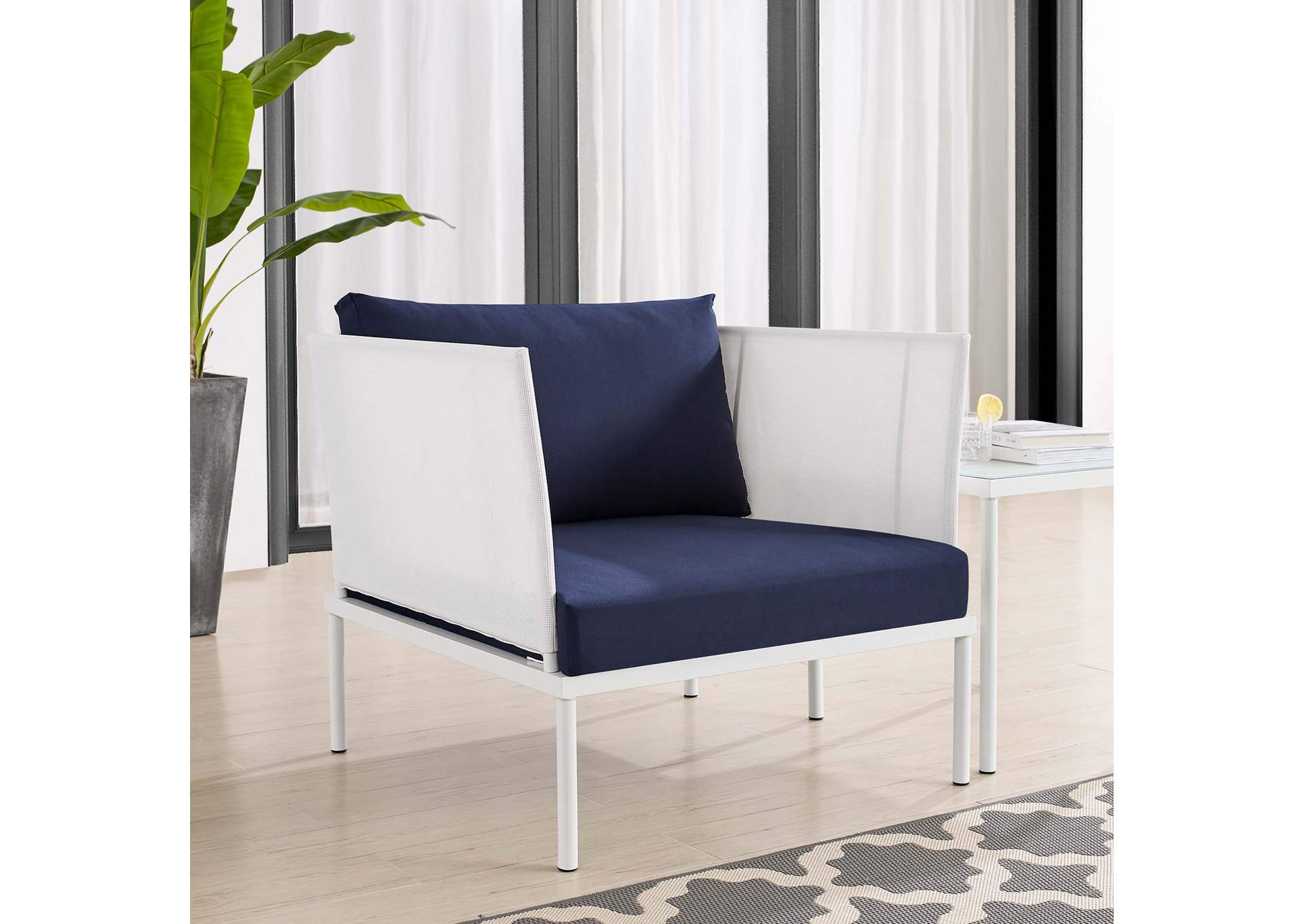 White Navy Harmony Sunbrella,Modway