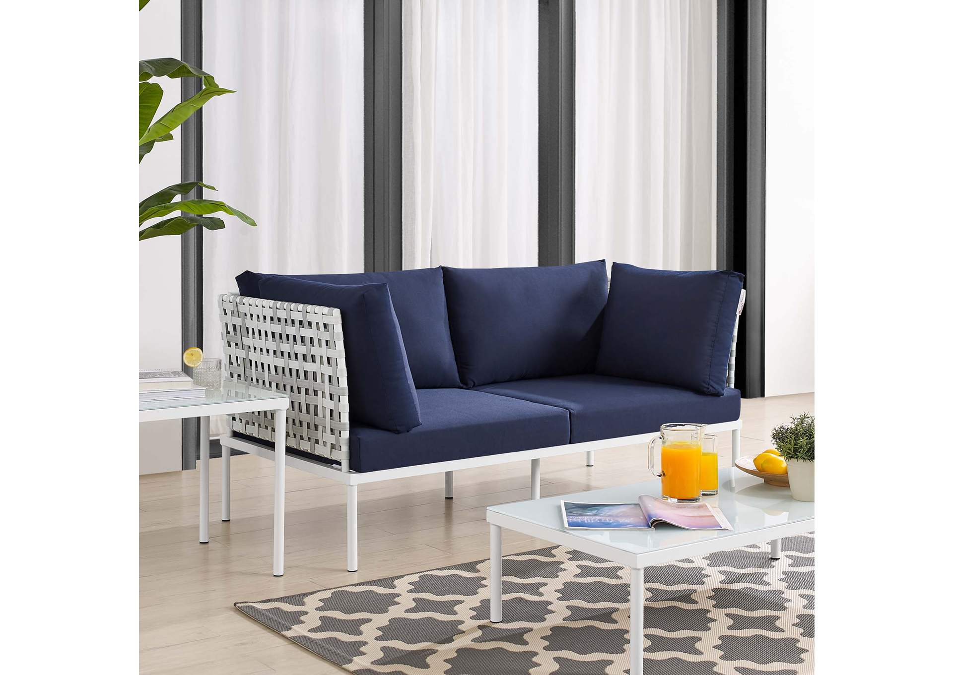 Taupe Navy Harmony Sunbrella,Modway