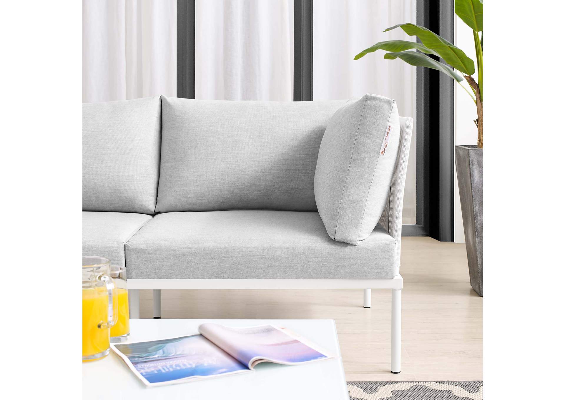 White Gray Harmony Sunbrella,Modway