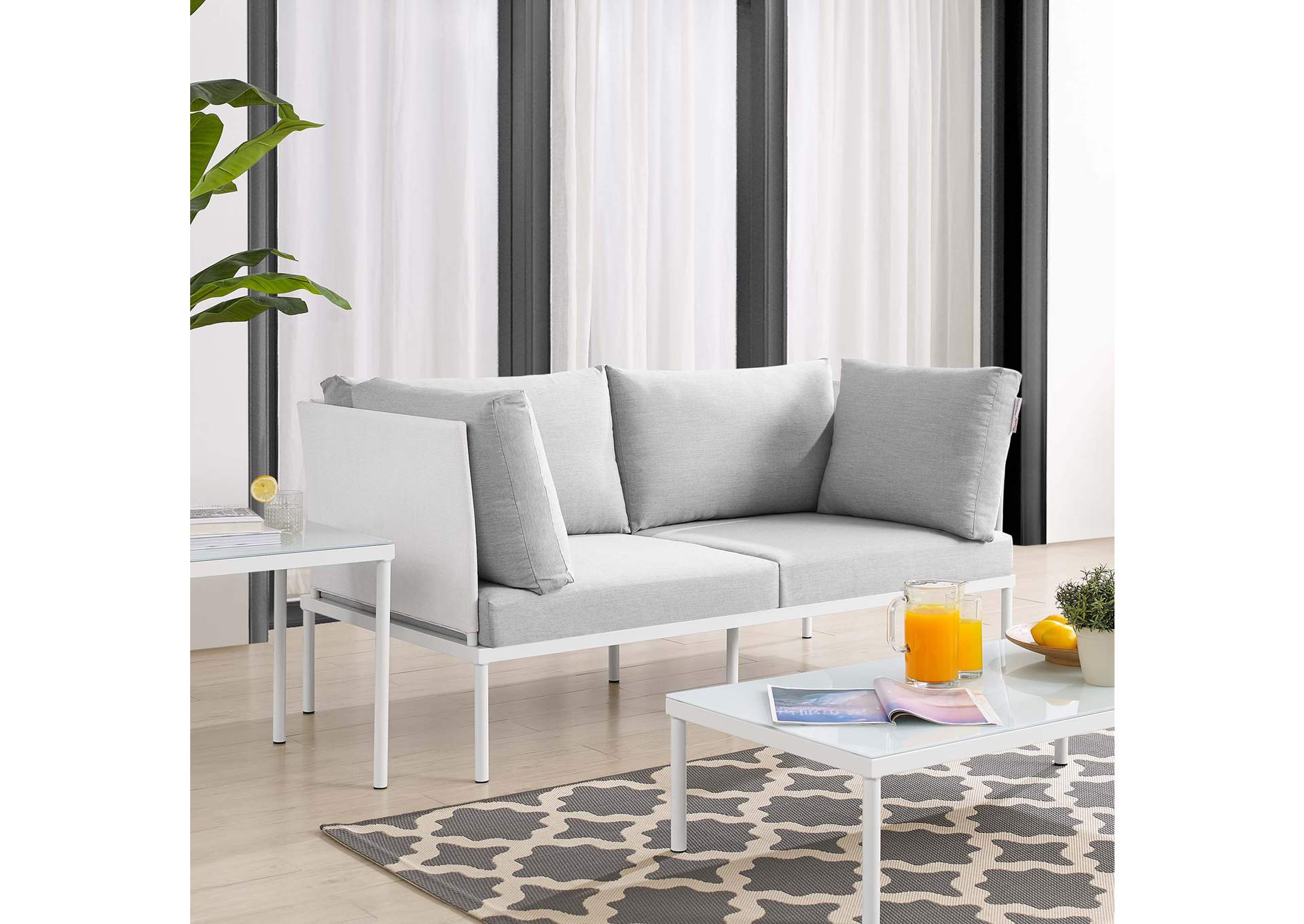 White Gray Harmony Sunbrella,Modway