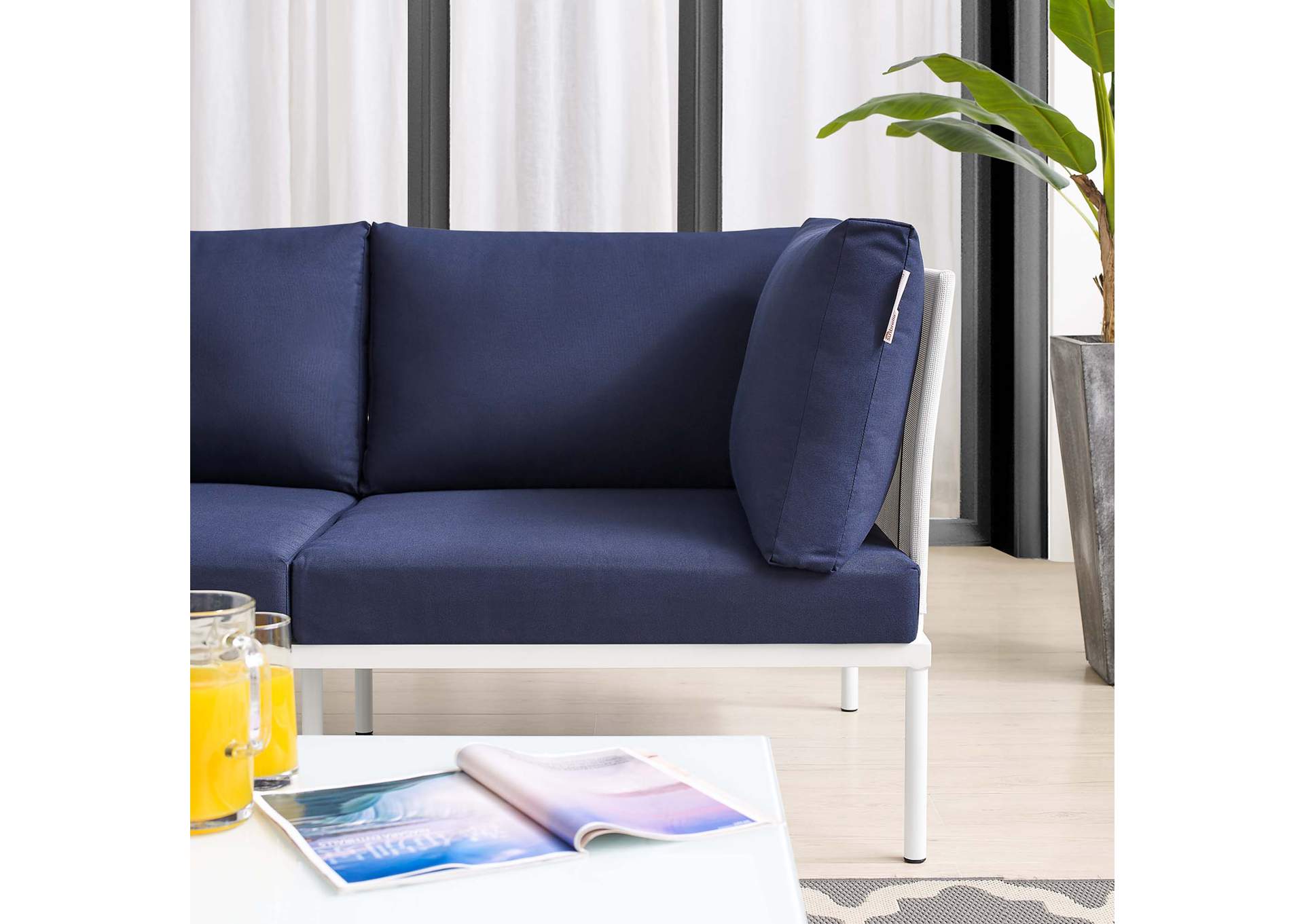 White Navy Harmony Sunbrella,Modway