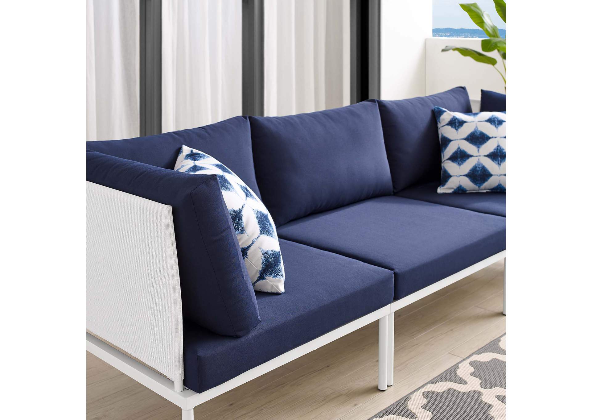 White Navy Harmony Sunbrella,Modway