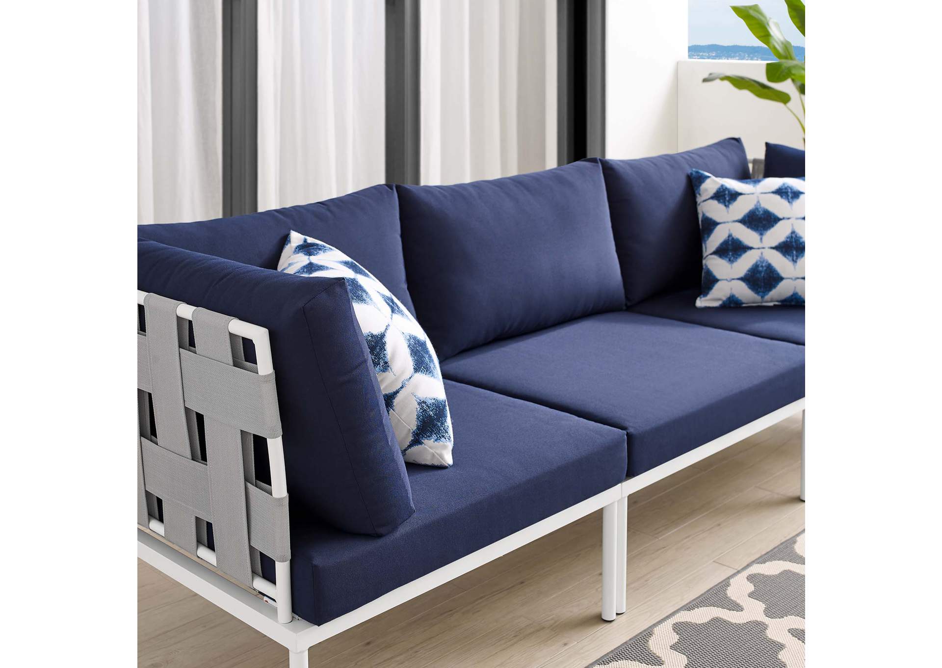 Gray Navy Harmony Sunbrella,Modway