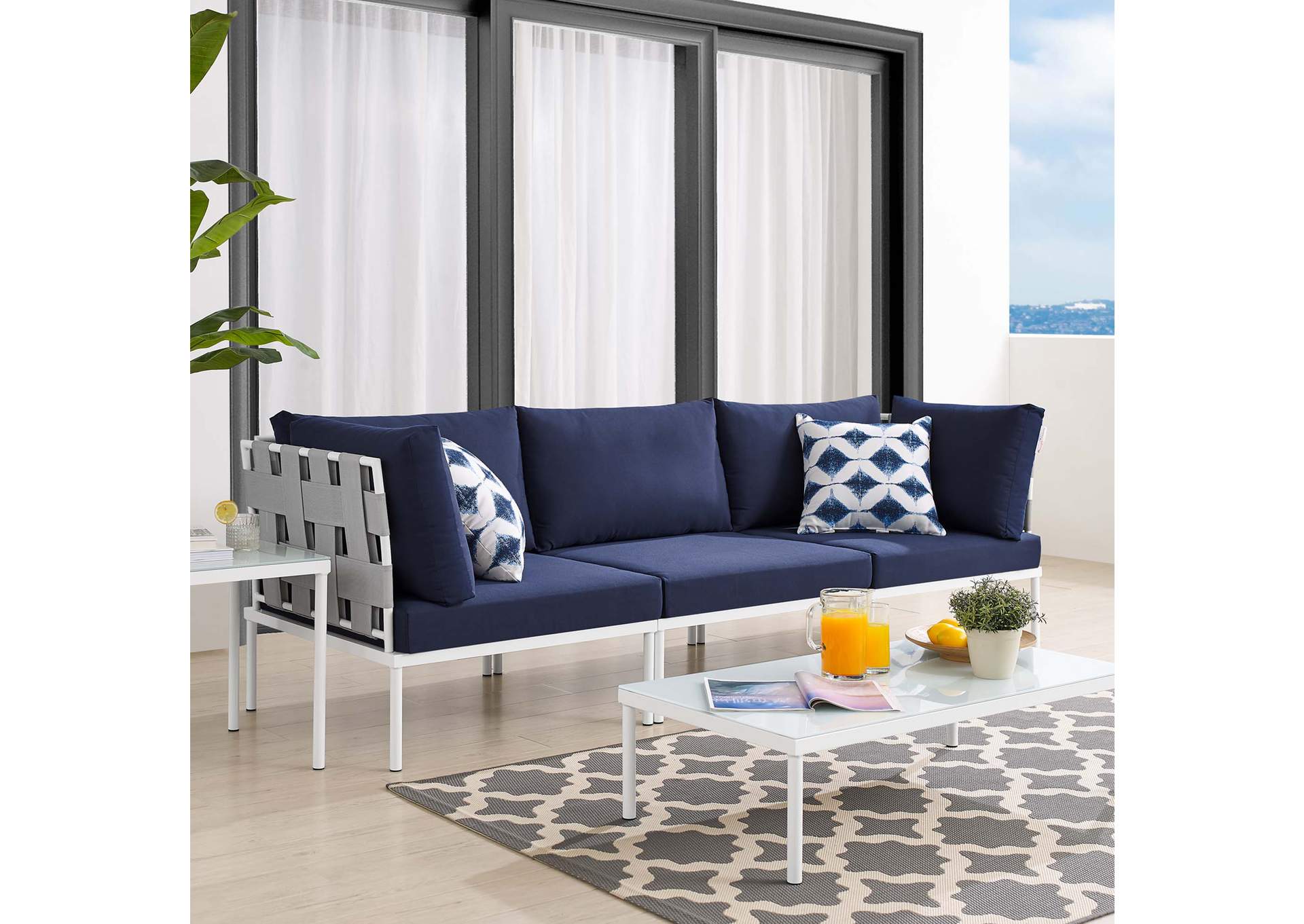 Gray Navy Harmony Sunbrella,Modway