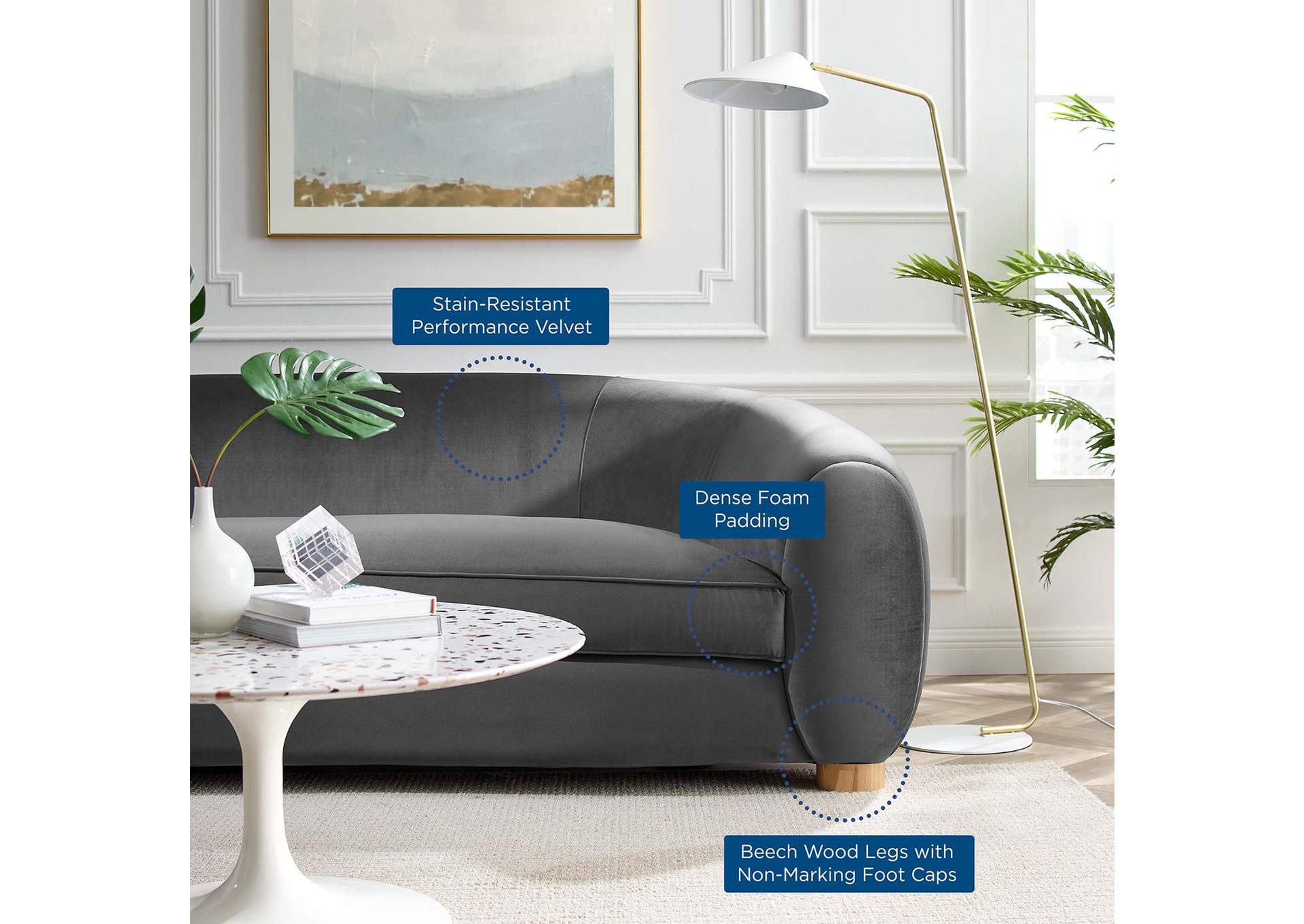 Abundant Performance Velvet Sofa,Modway