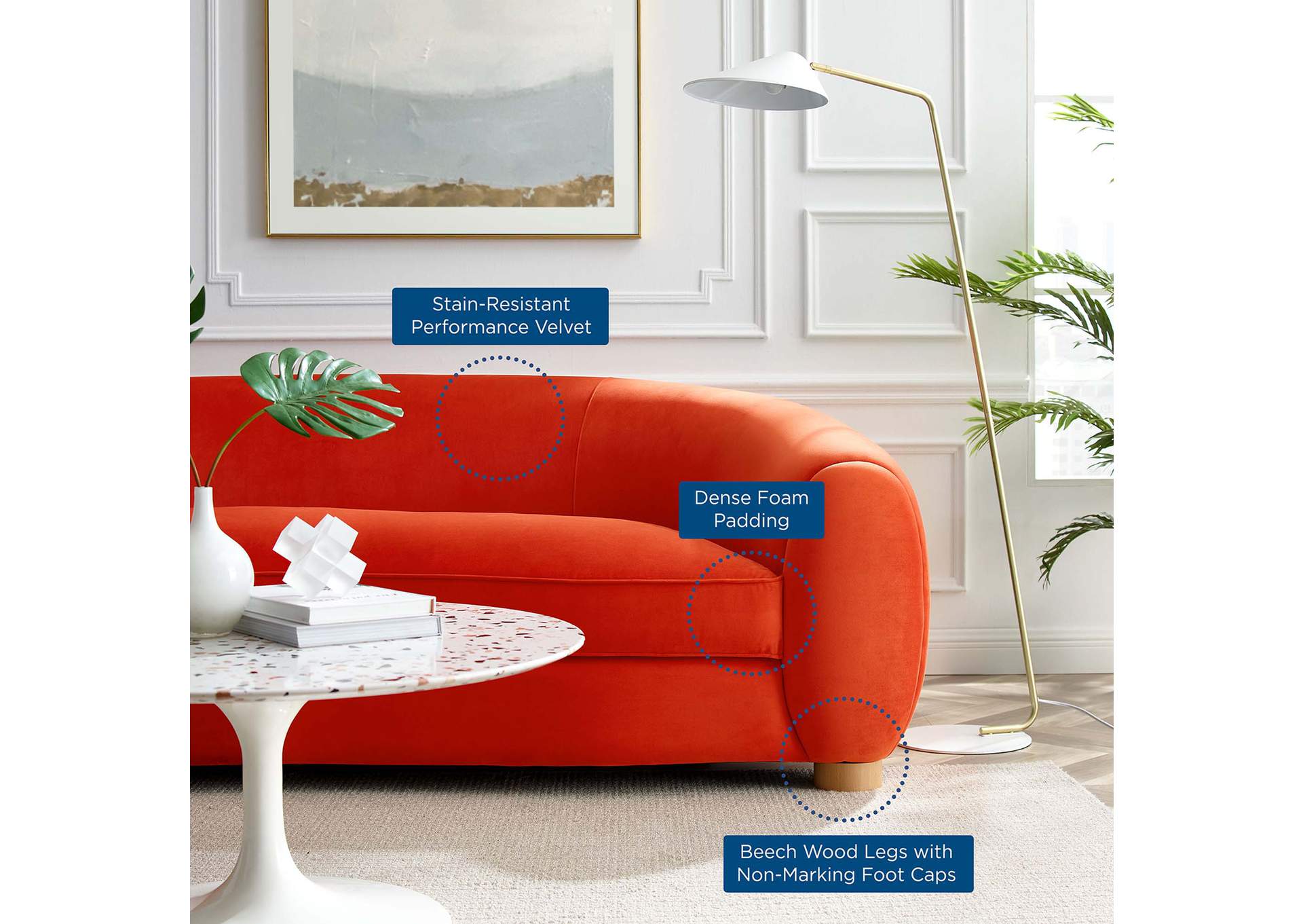 Abundant Performance Velvet Sofa,Modway