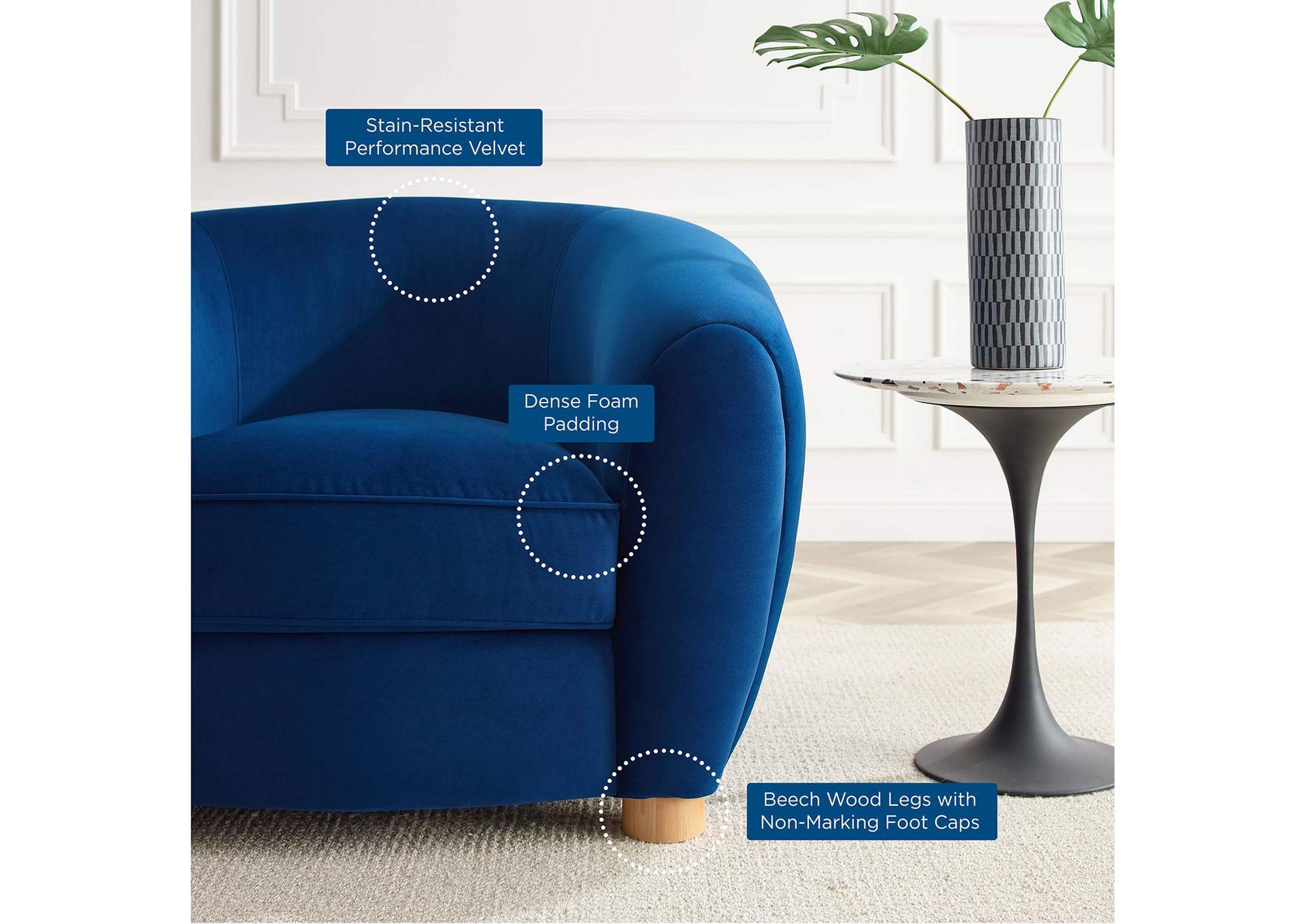 Abundant Performance Velvet Armchair,Modway