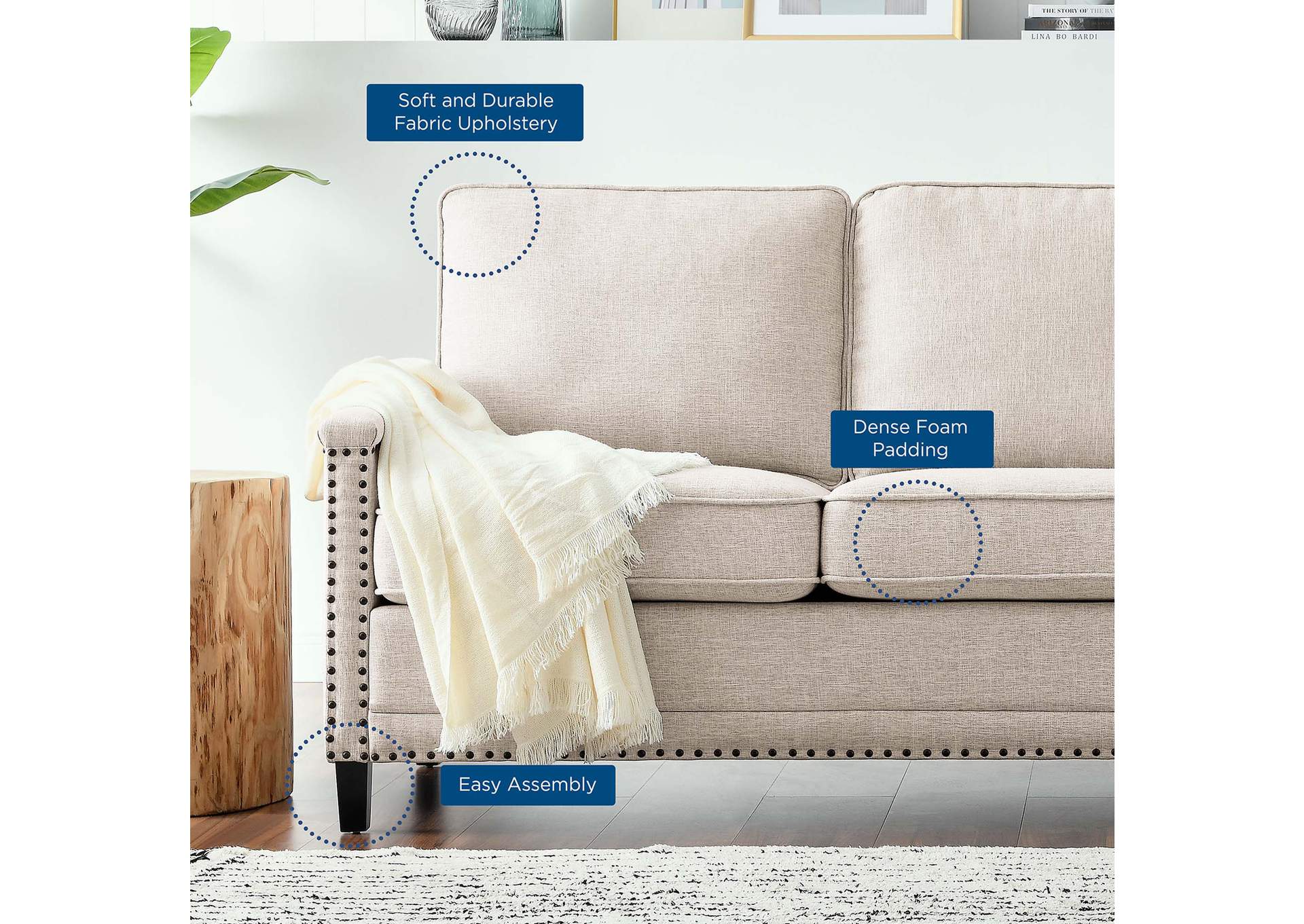 Ashton Upholstered Fabric Sofa,Modway