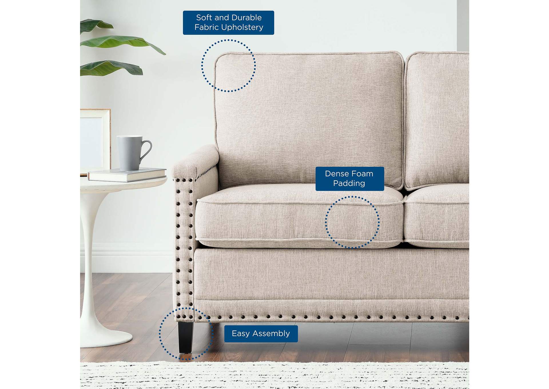 Ashton Upholstered Fabric Loveseat,Modway