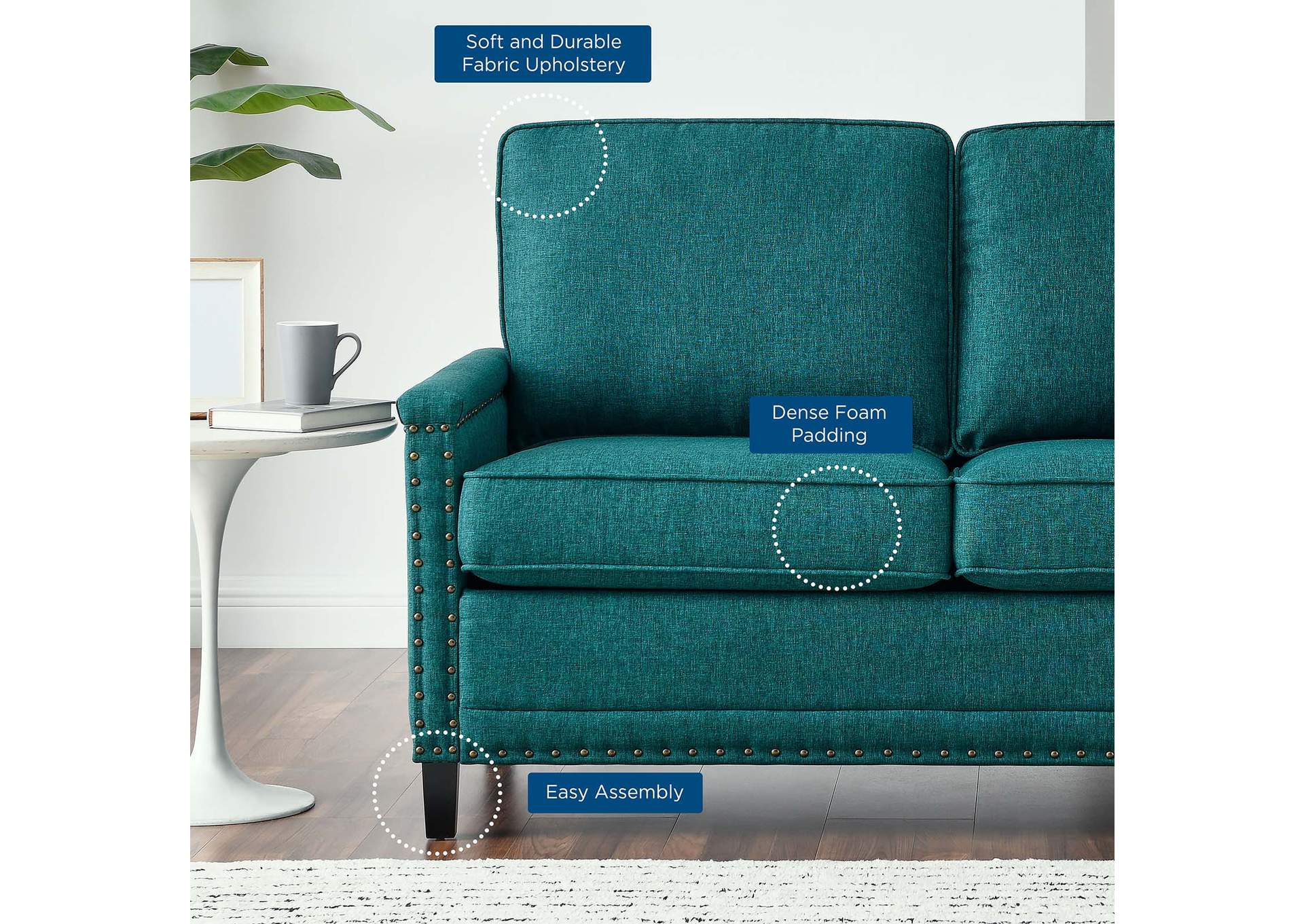 Ashton Upholstered Fabric Loveseat,Modway