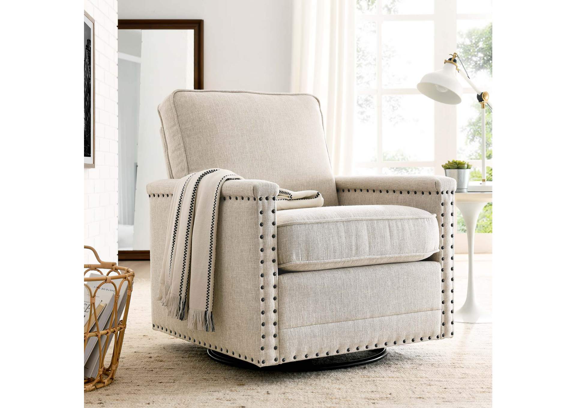 Ashton Upholstered Fabric Swivel Chair,Modway