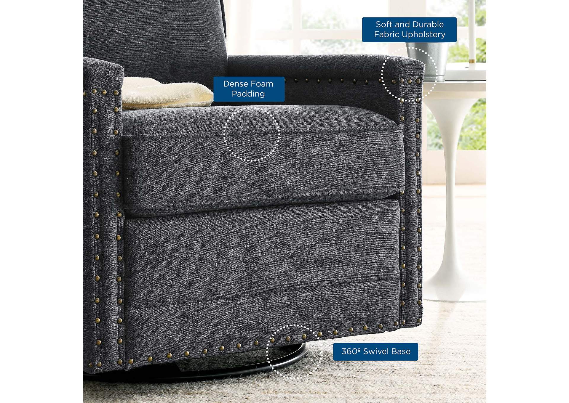Ashton Upholstered Fabric Swivel Chair,Modway