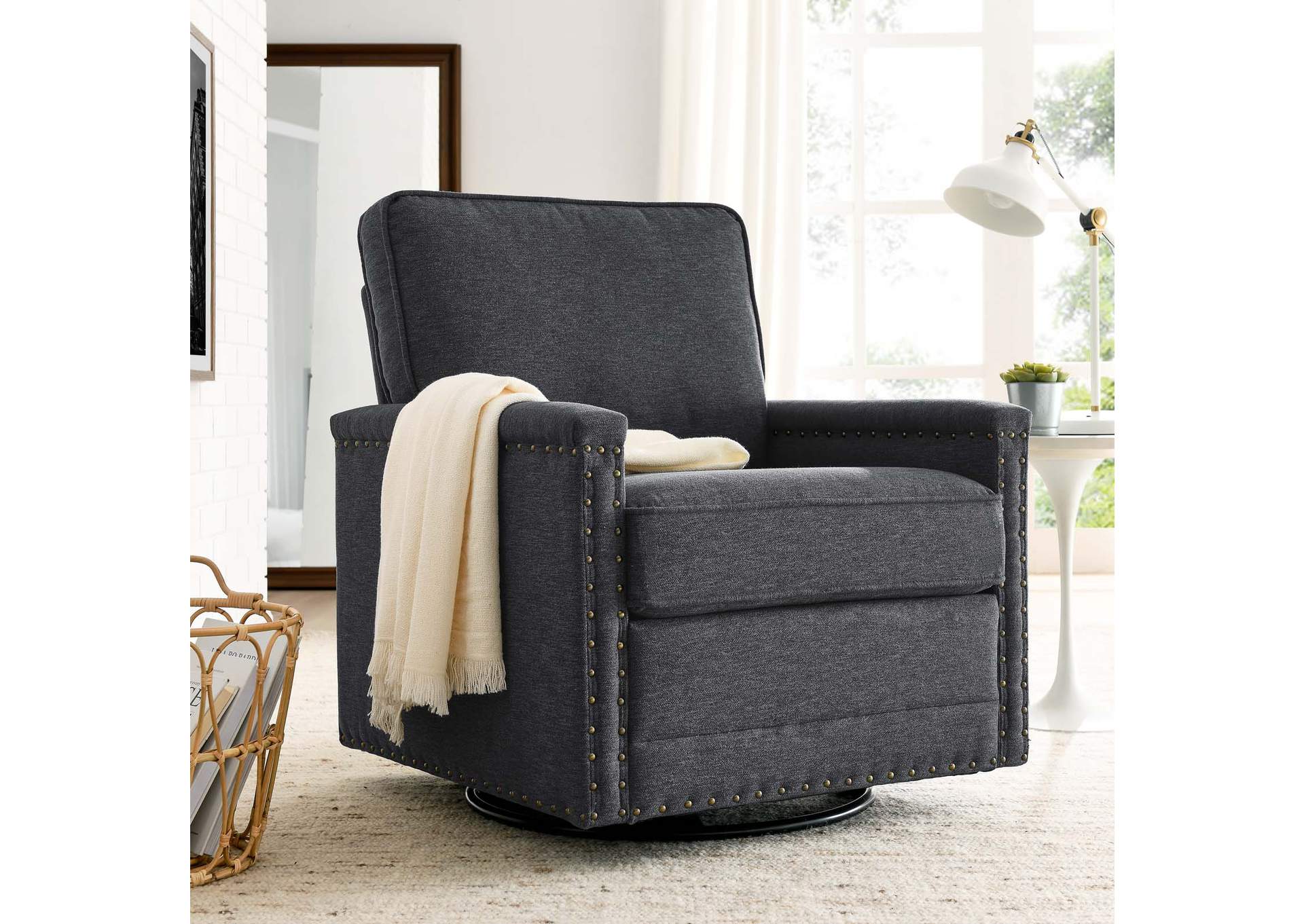 Ashton Upholstered Fabric Swivel Chair,Modway