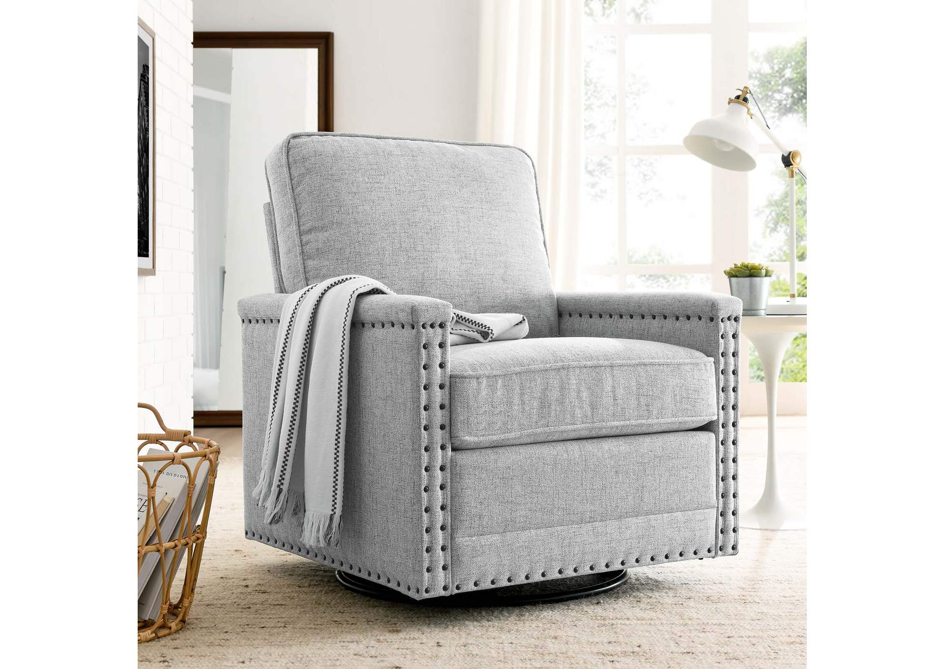 Ashton Upholstered Fabric Swivel Chair,Modway