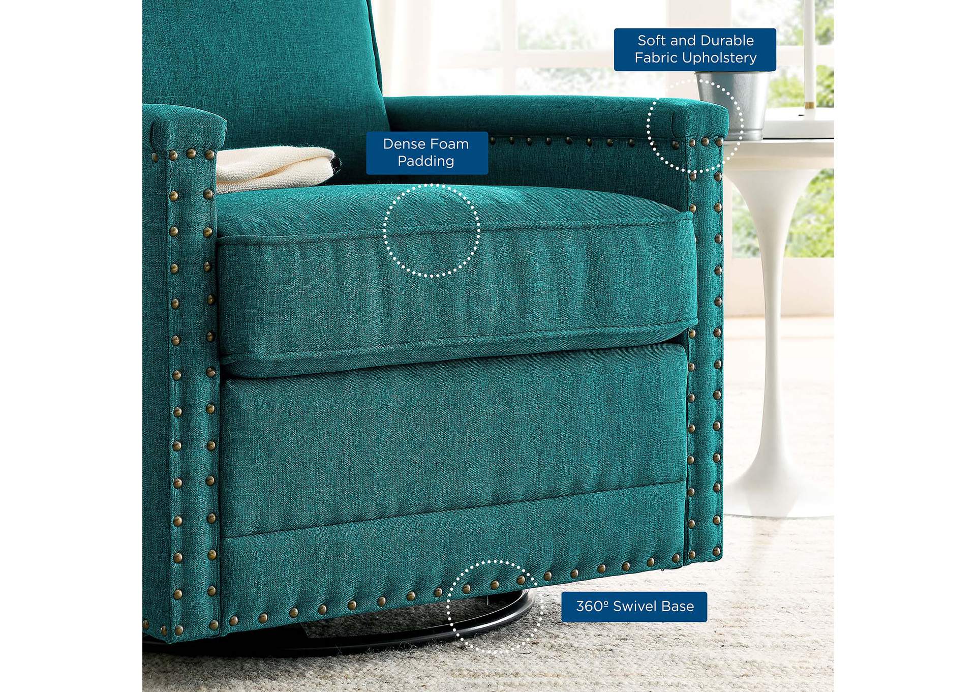 Ashton Upholstered Fabric Swivel Chair,Modway