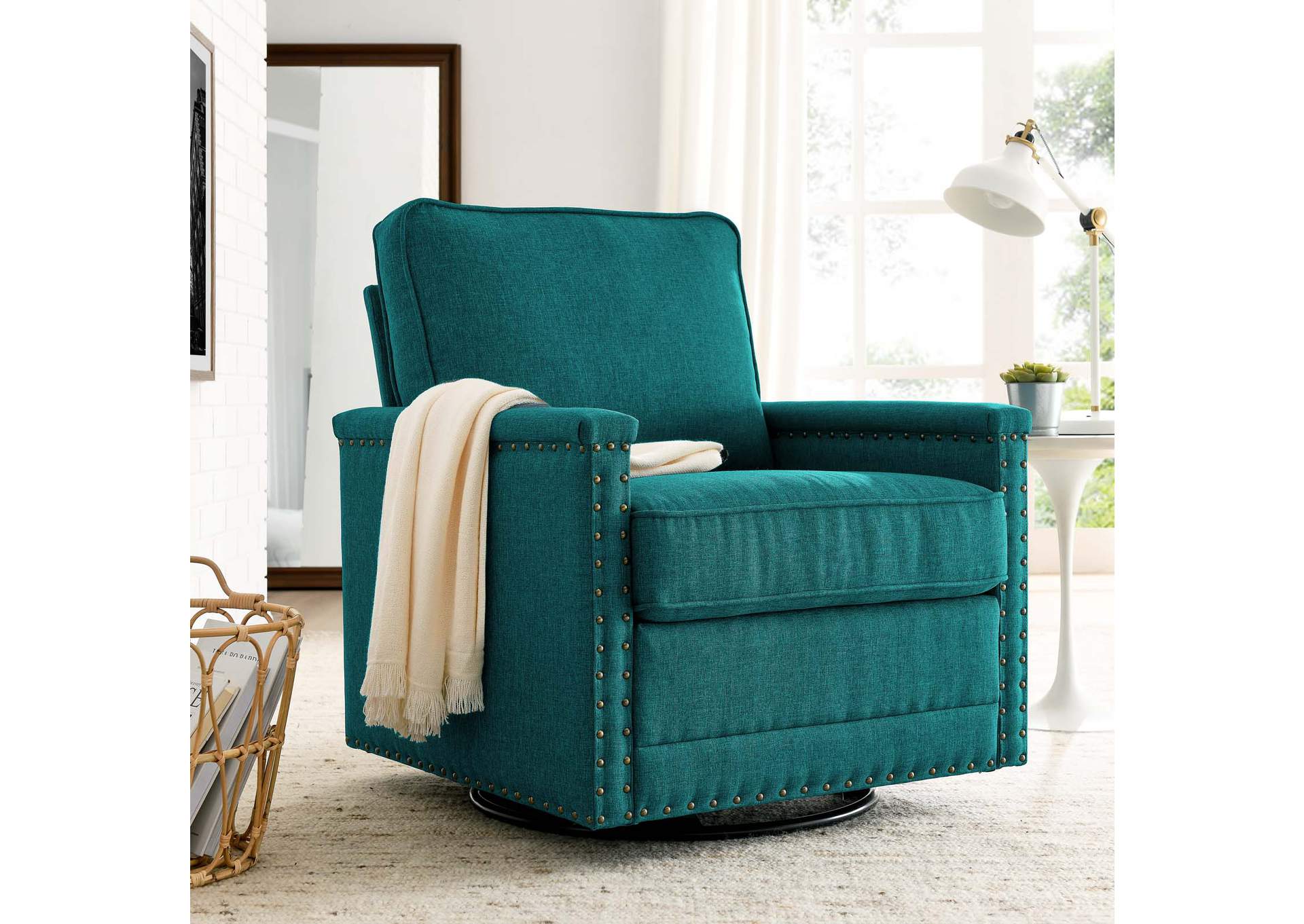 Ashton Upholstered Fabric Swivel Chair,Modway