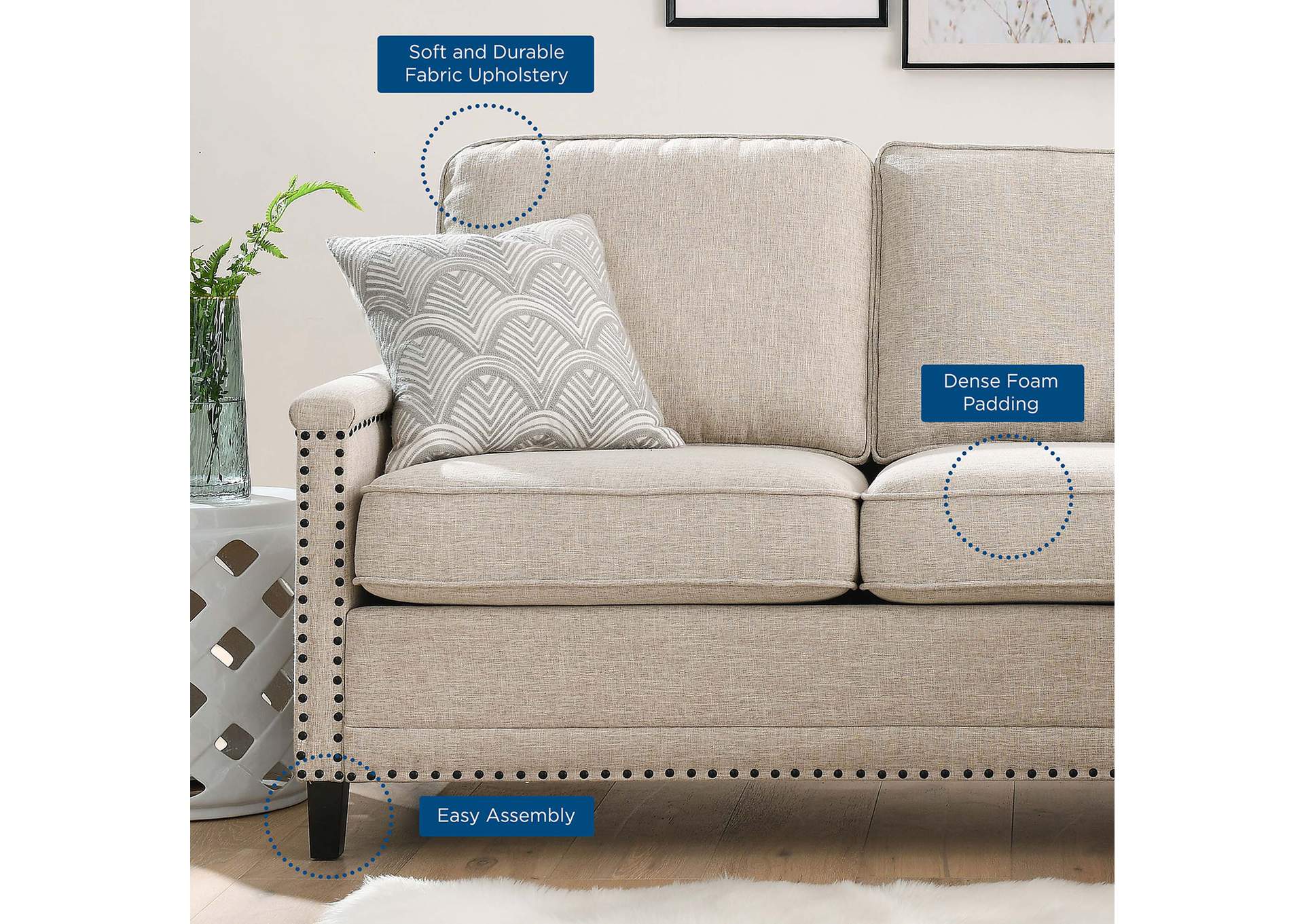 Ashton Upholstered Fabric Sectional Sofa,Modway