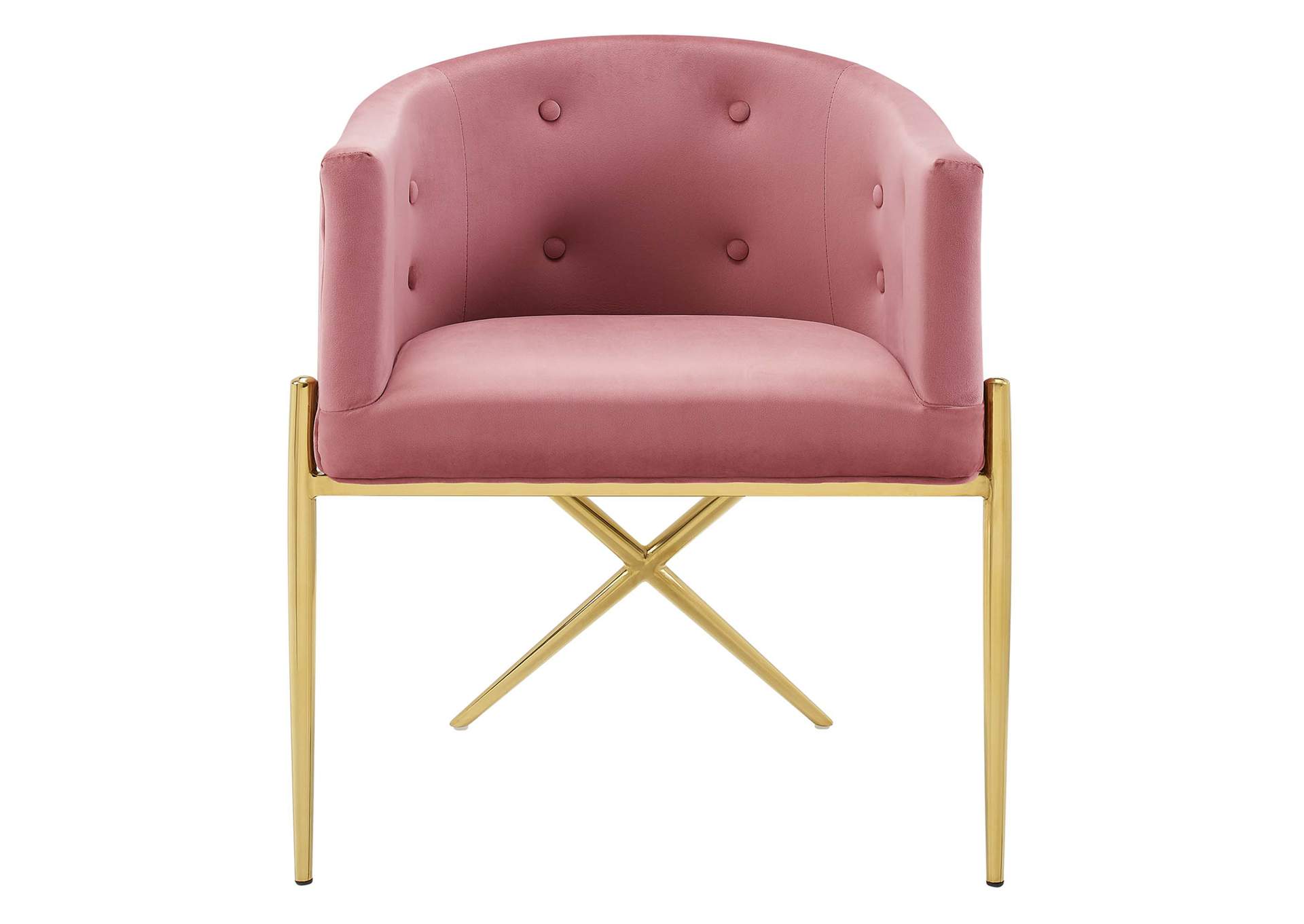Dusty Rose Savour Accent Arm Dining Chair Performance Velvet [Set of 2],Modway