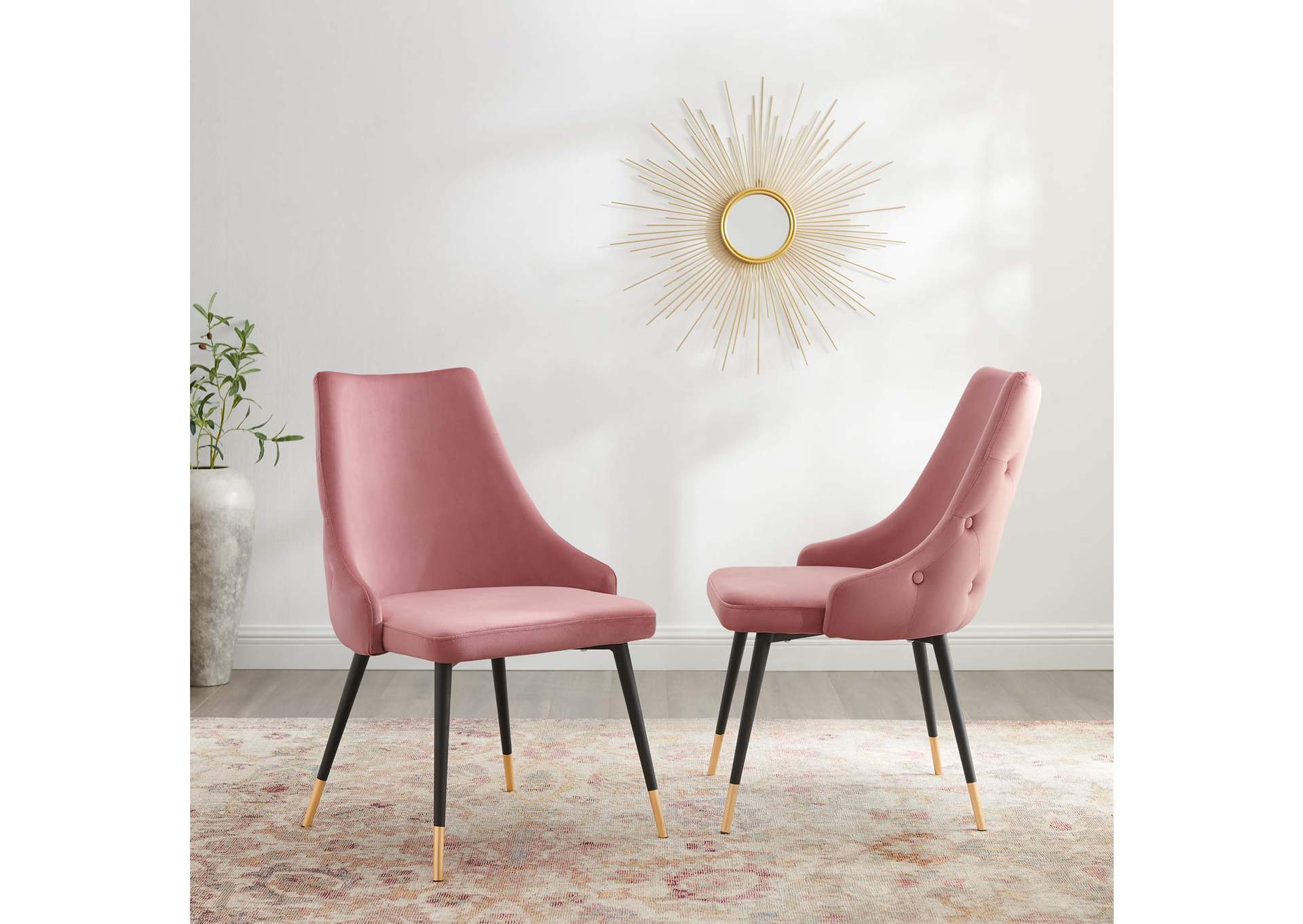 Dusty Rose Adorn Dining Side Chair Performance Velvet [Set of 2],Modway